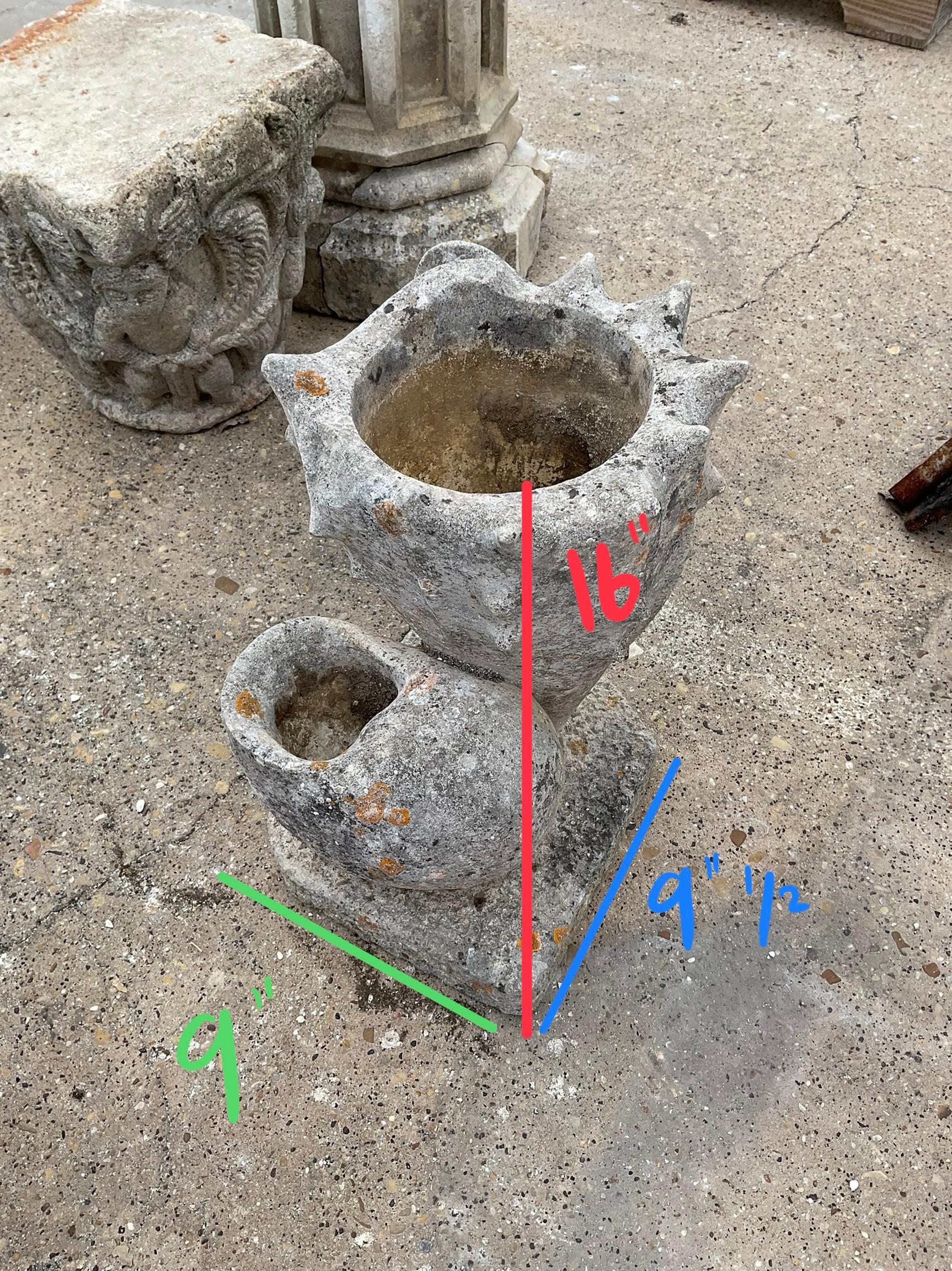 French Limestone Shell and Conch Planter For Sale 4
