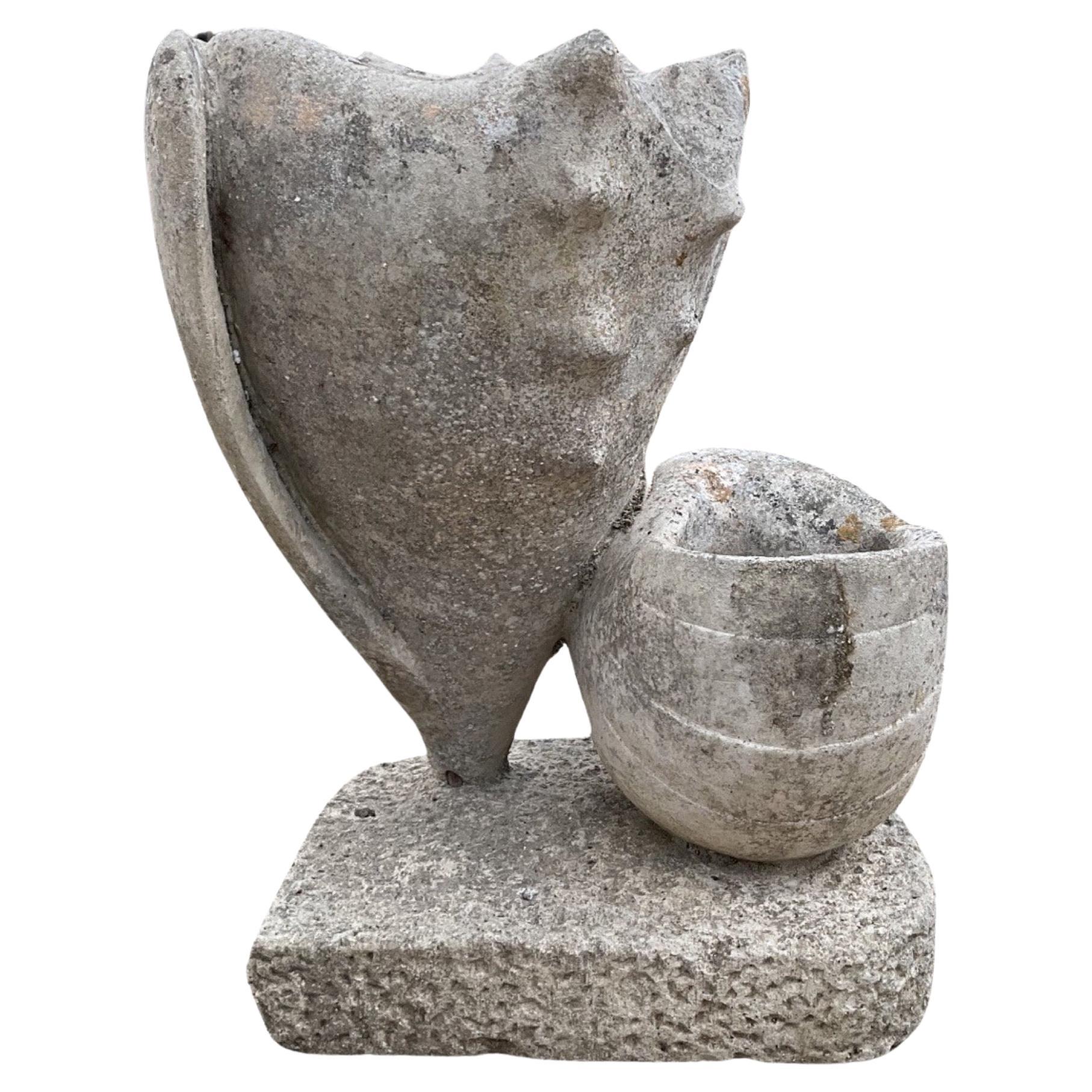 French Limestone Shell and Conch Planter