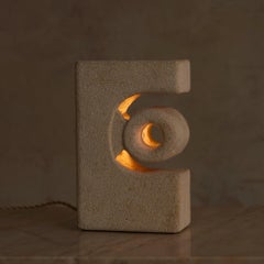 French Limestone Table Lamp Attributed to Albert Tormos, 1970s