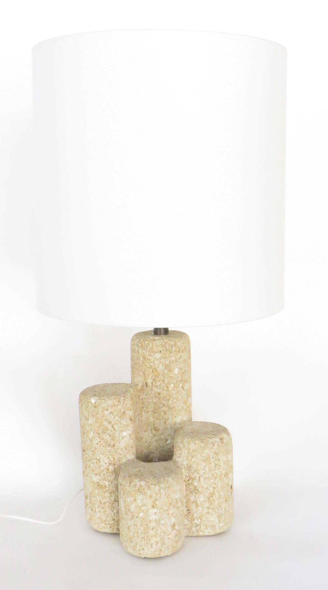 French Limestone Table Lamp with Four Columns in the Style of Albert Tormos In Good Condition In Chicago, IL