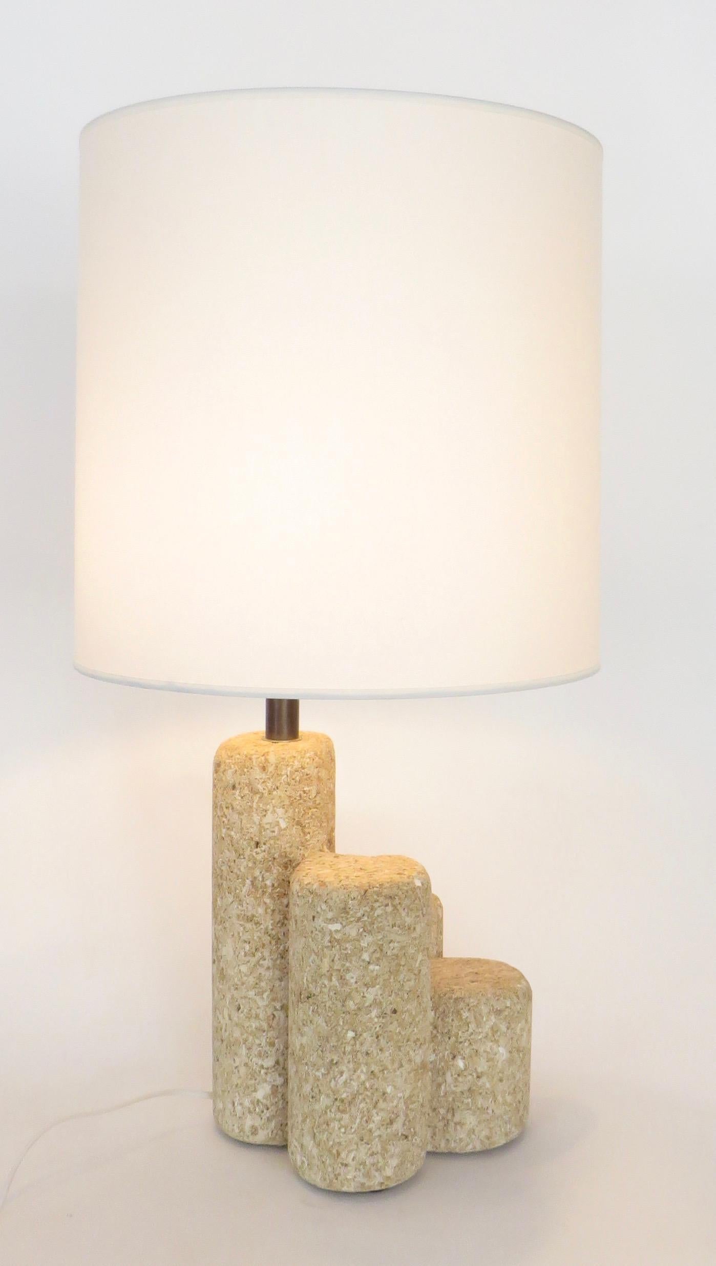 Stone French Limestone Table Lamp with Four Columns in the Style of Albert Tormos