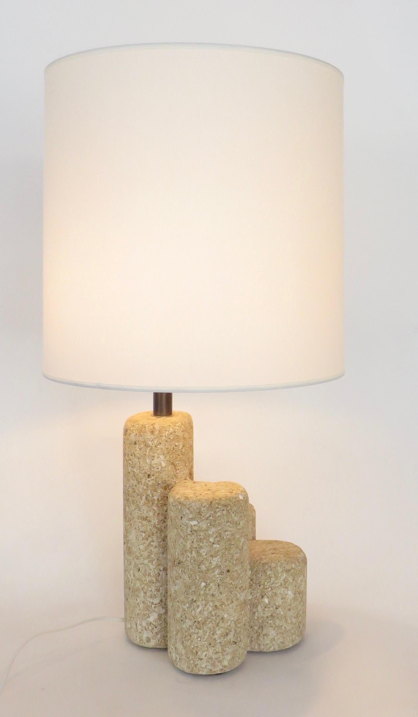 French Limestone Table Lamp with Four Columns in the Style of Albert Tormos 1