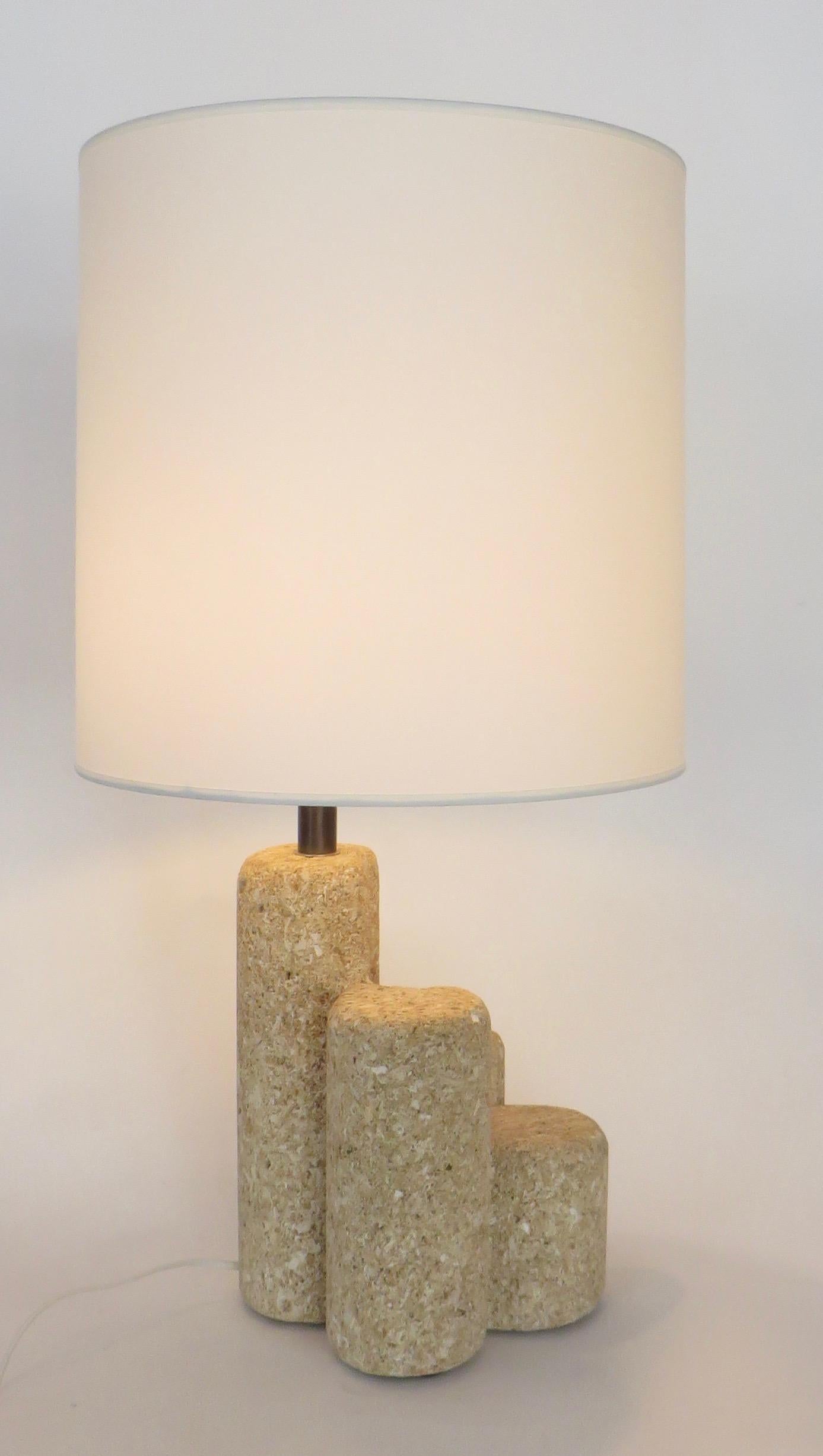 French Limestone Table Lamp with Four Columns in the Style of Albert Tormos 2