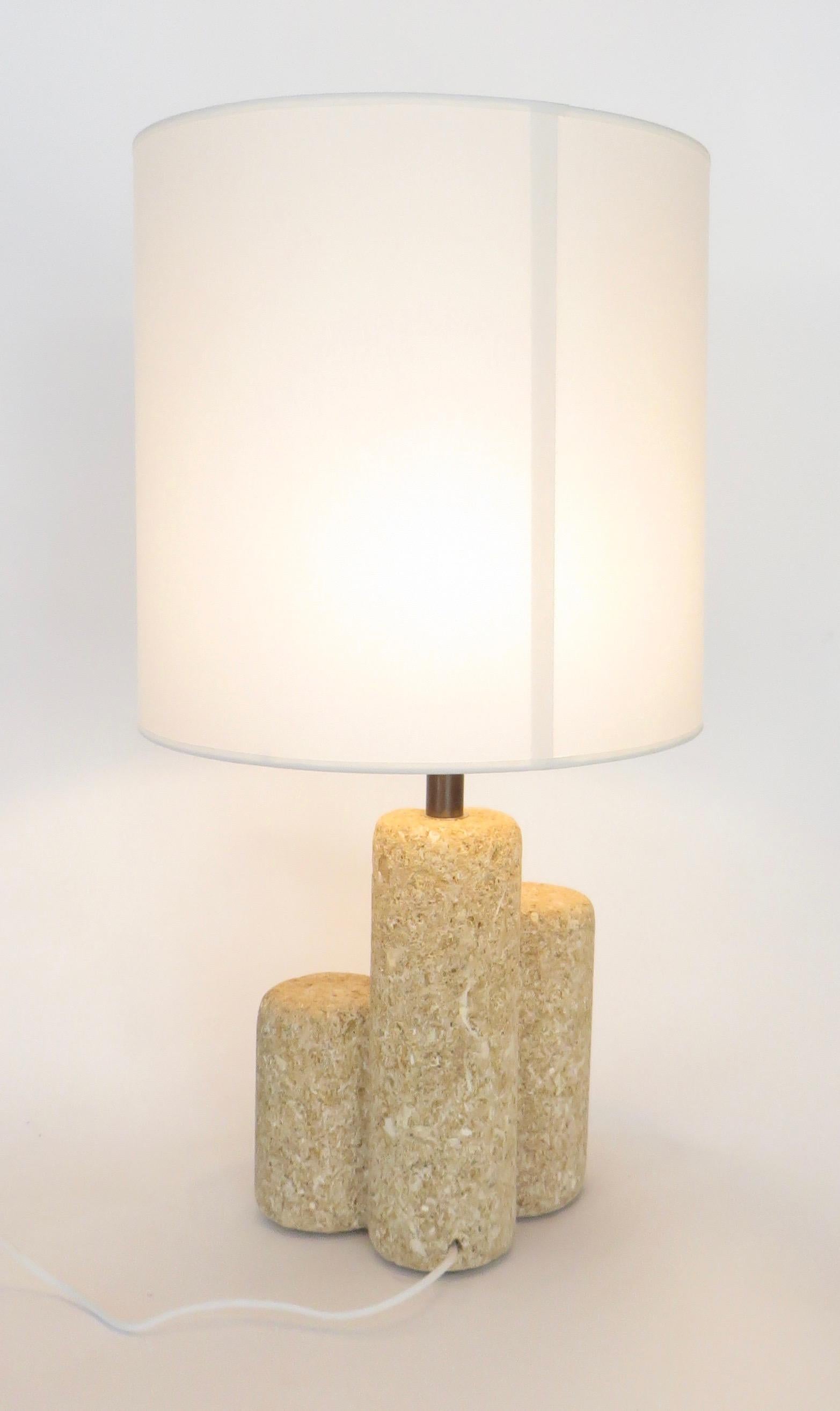 French Limestone Table Lamp with Four Columns in the Style of Albert Tormos 3
