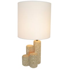 French Limestone Table Lamp with Four Columns in the Style of Albert Tormos