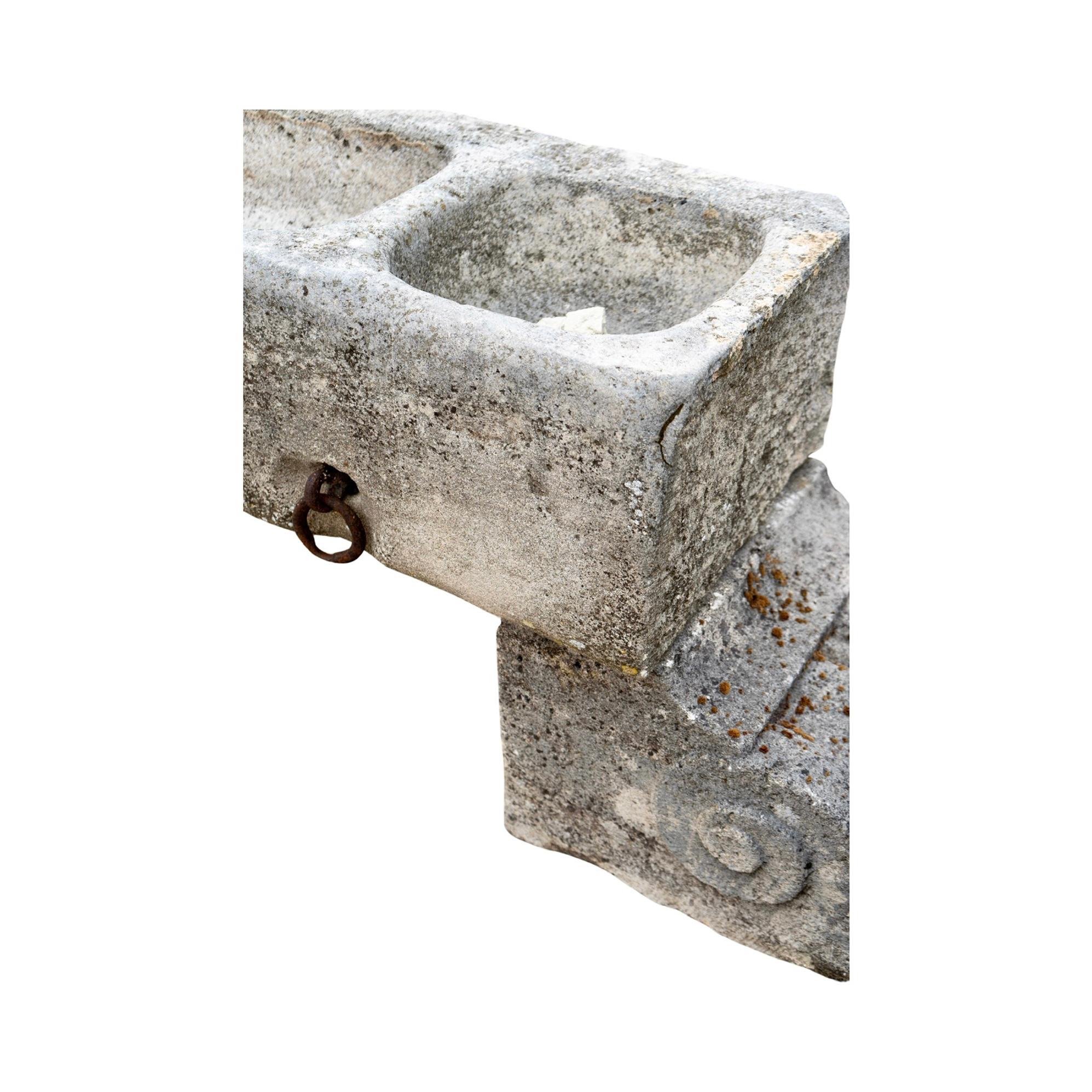French Limestone Trough with Bases For Sale 2