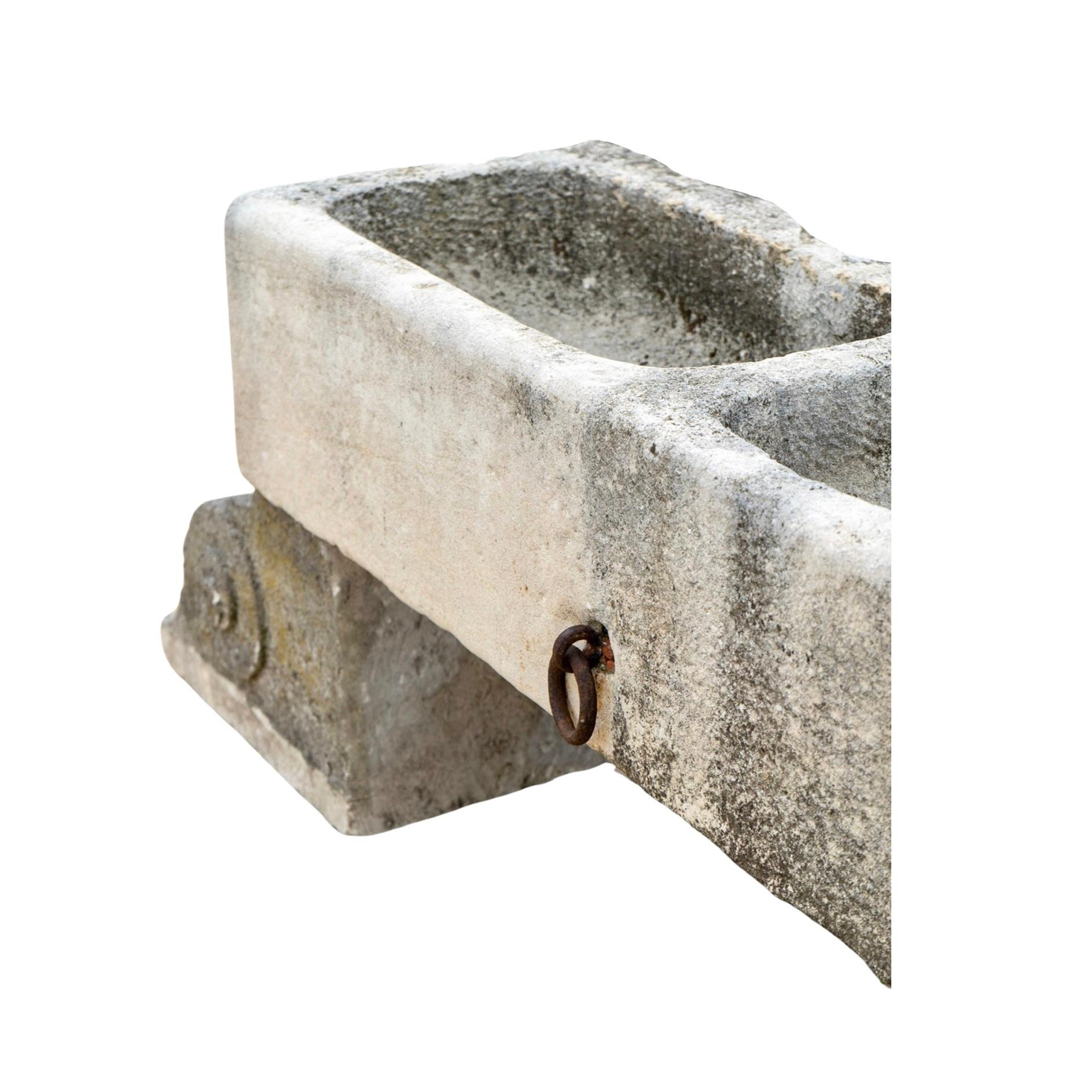 French Limestone Trough with Bases For Sale 3