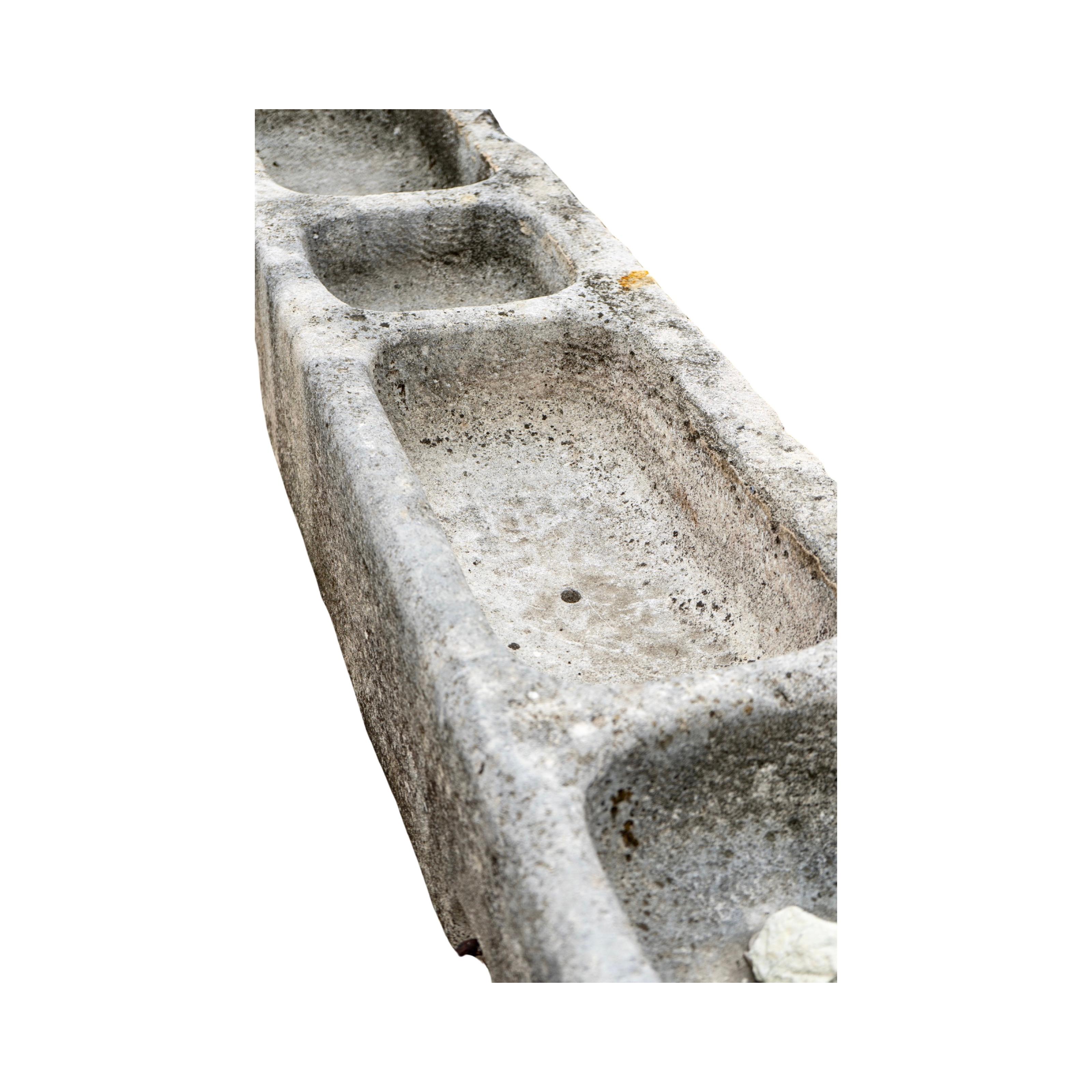 French Limestone Trough with Bases For Sale 4