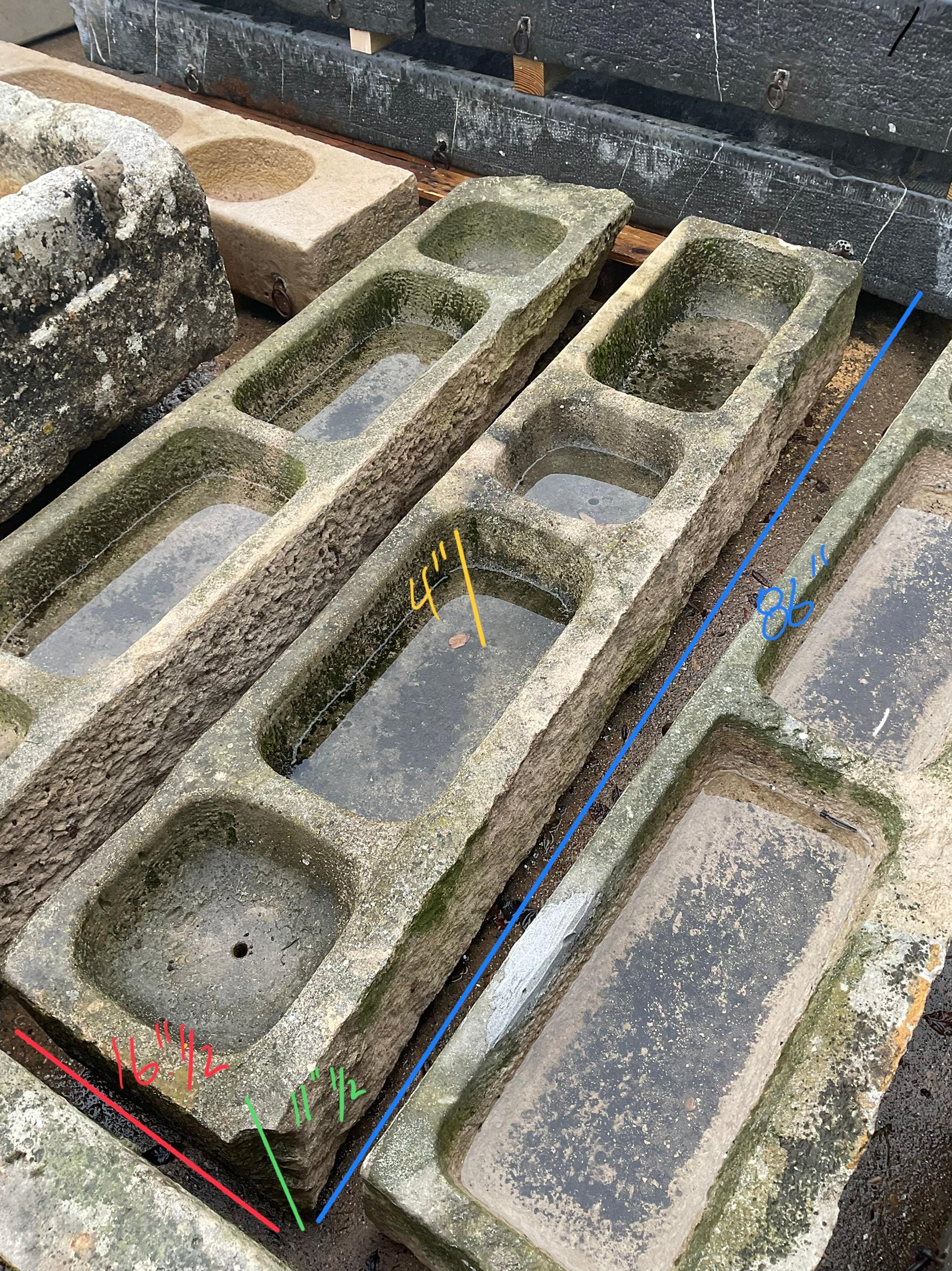 French Limestone Trough with Bases For Sale 5