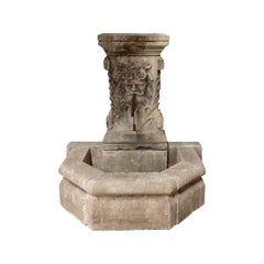 Antique French Limestone Bacchus Wall Fountain