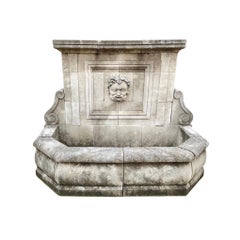 Contemporary French Limestone Bacchus Wall Fountain