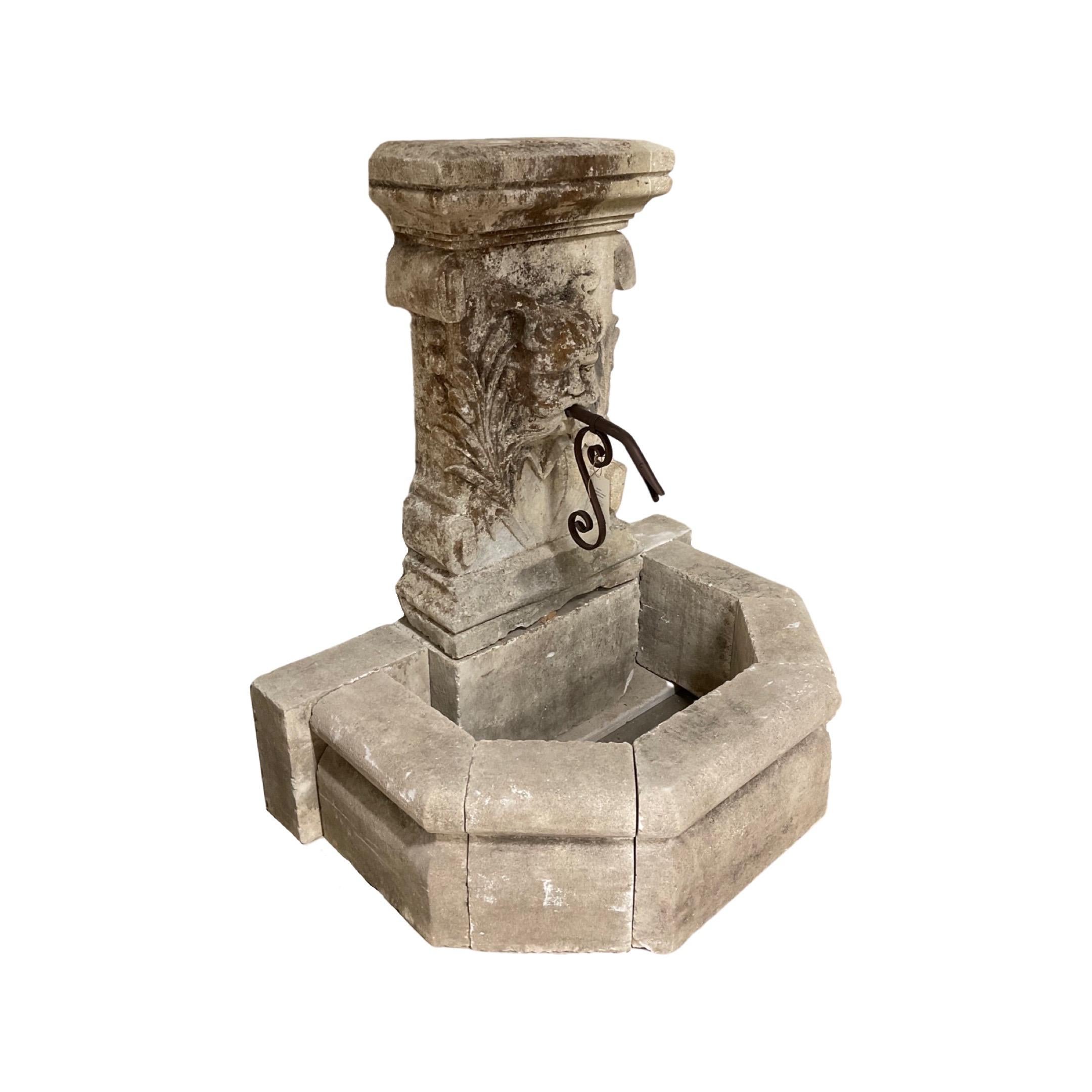 18th Century French Limestone Wall Fountain For Sale