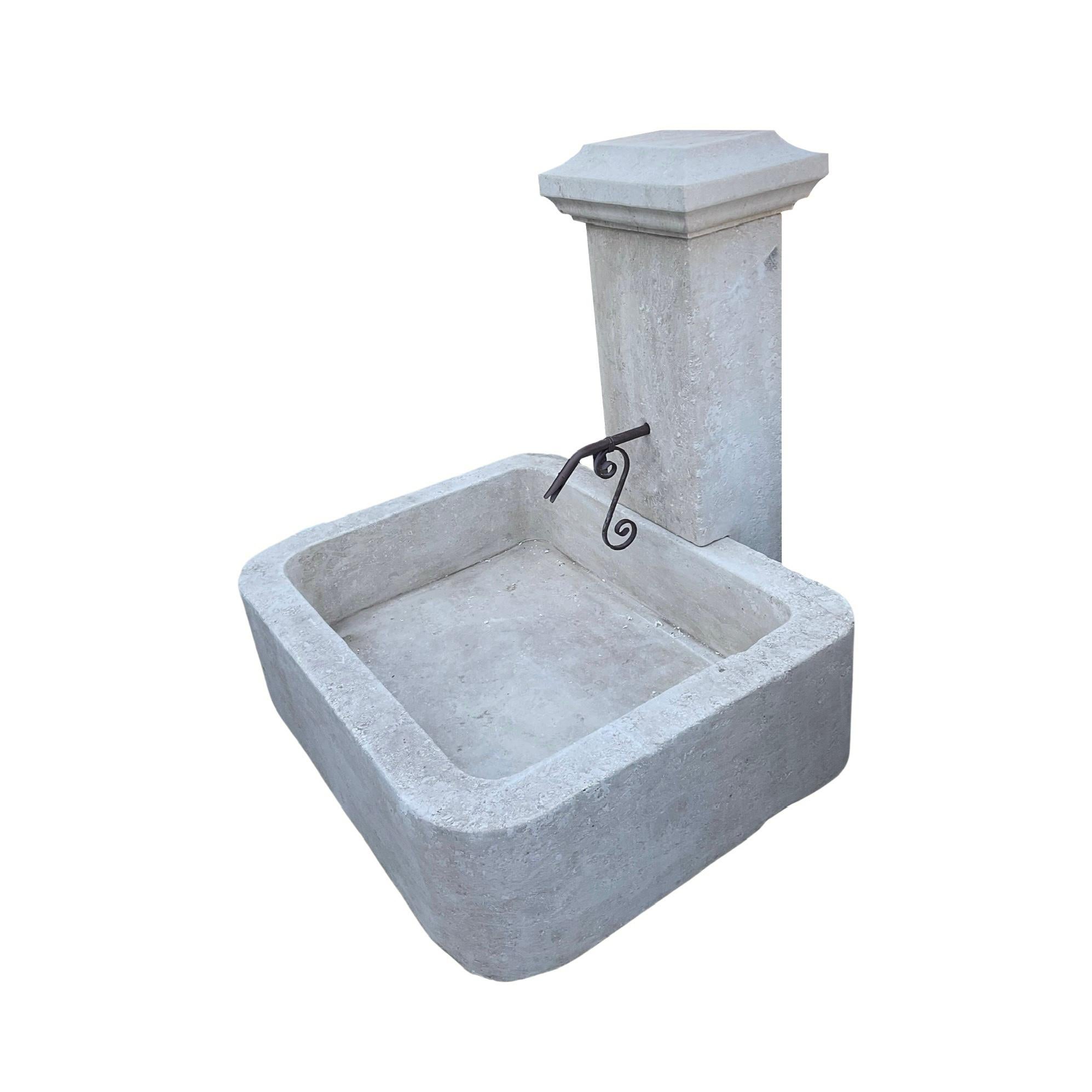 19th Century French Limestone Wall Fountain For Sale