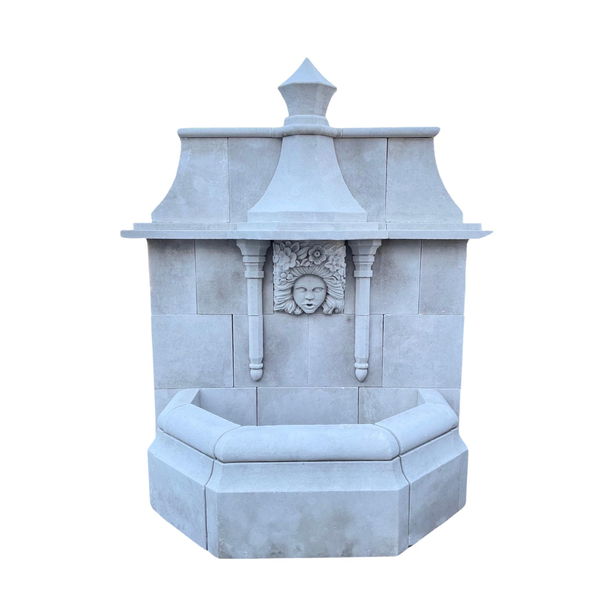 Mid-20th Century French Limestone Wall Fountain For Sale