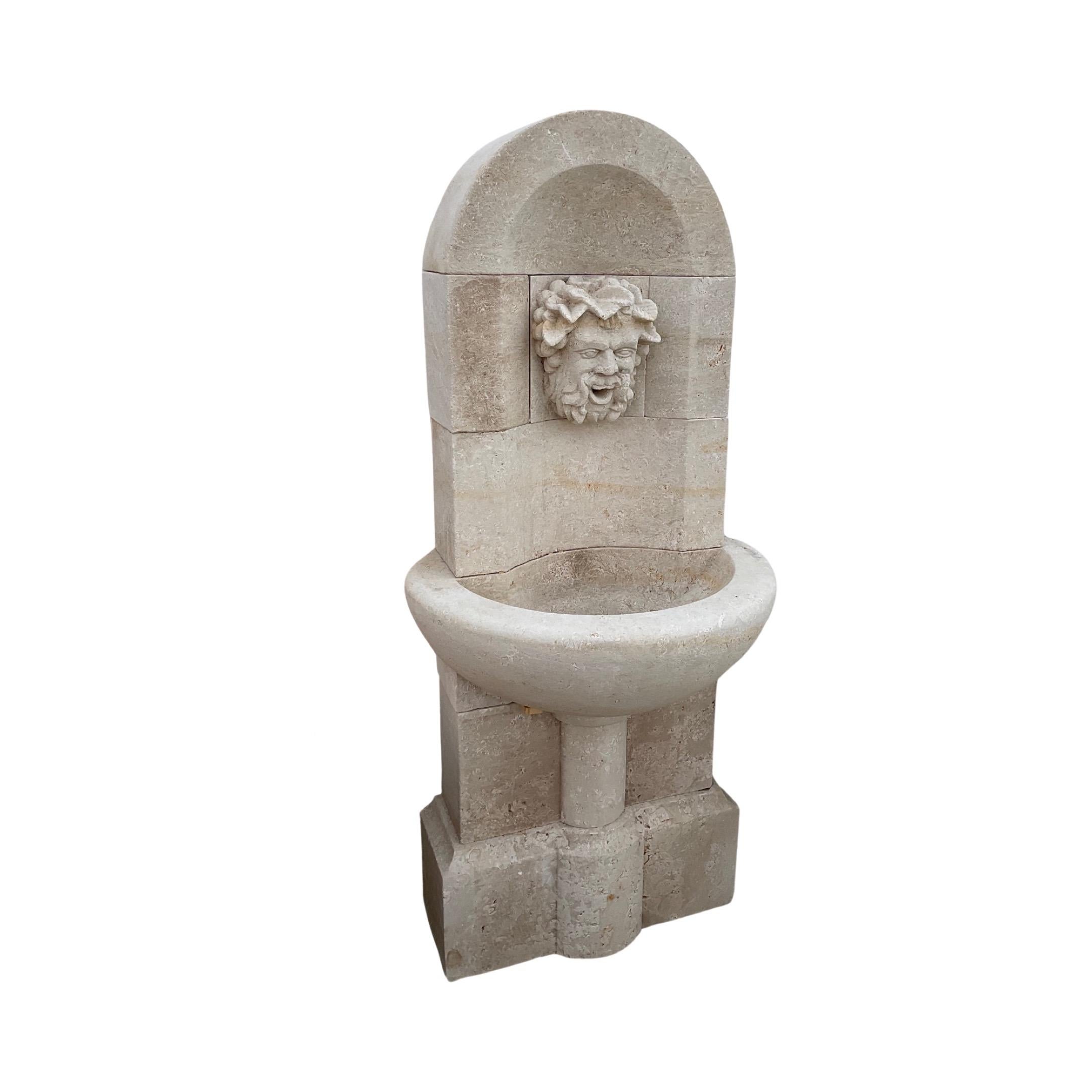 19th Century French Limestone Wall Fountain For Sale