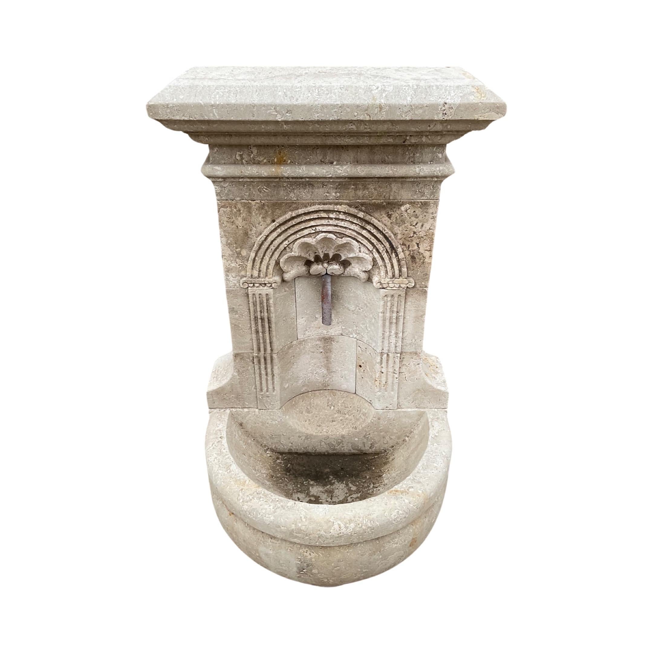 French Limestone Wall Fountain For Sale 1