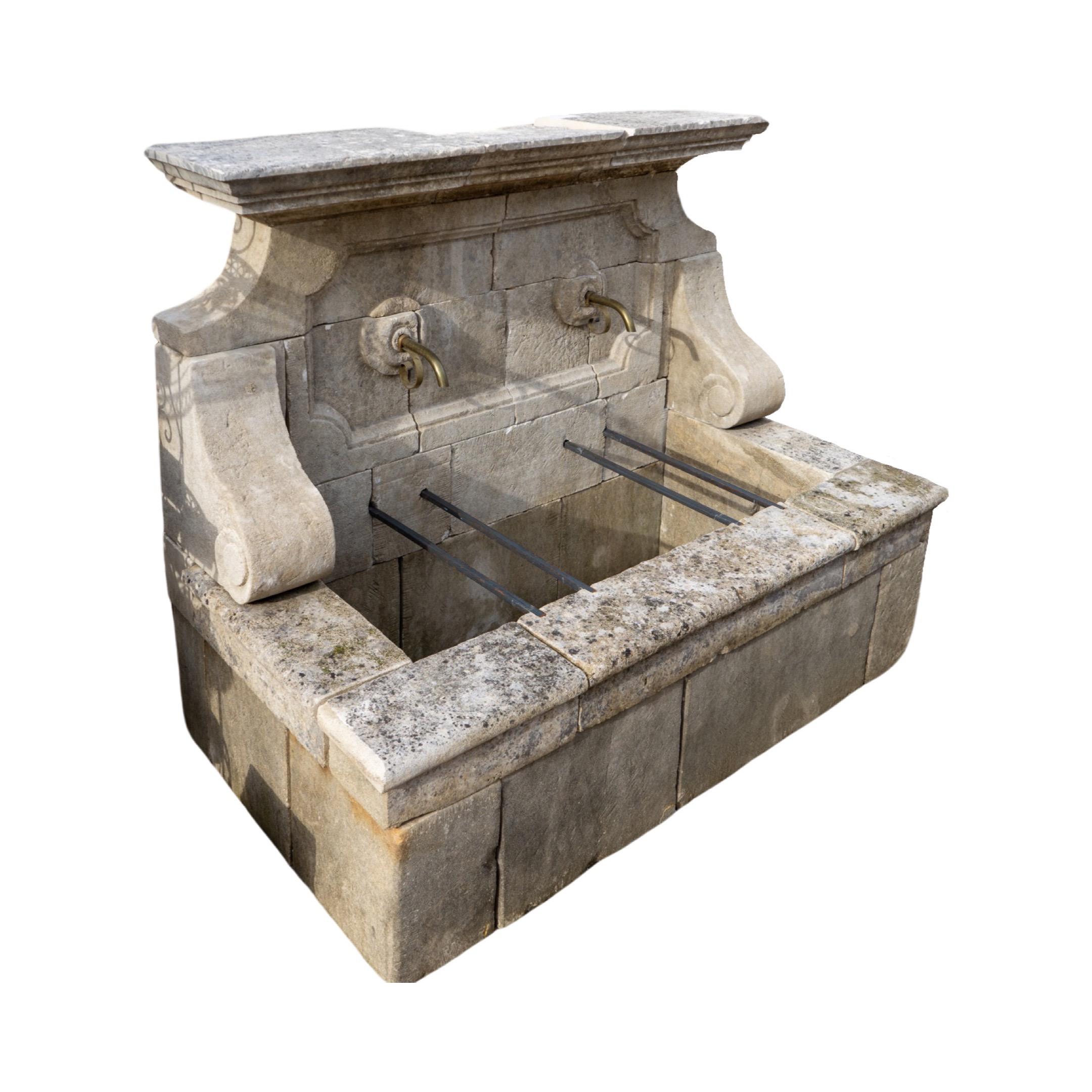 French Limestone Wall Fountain 1