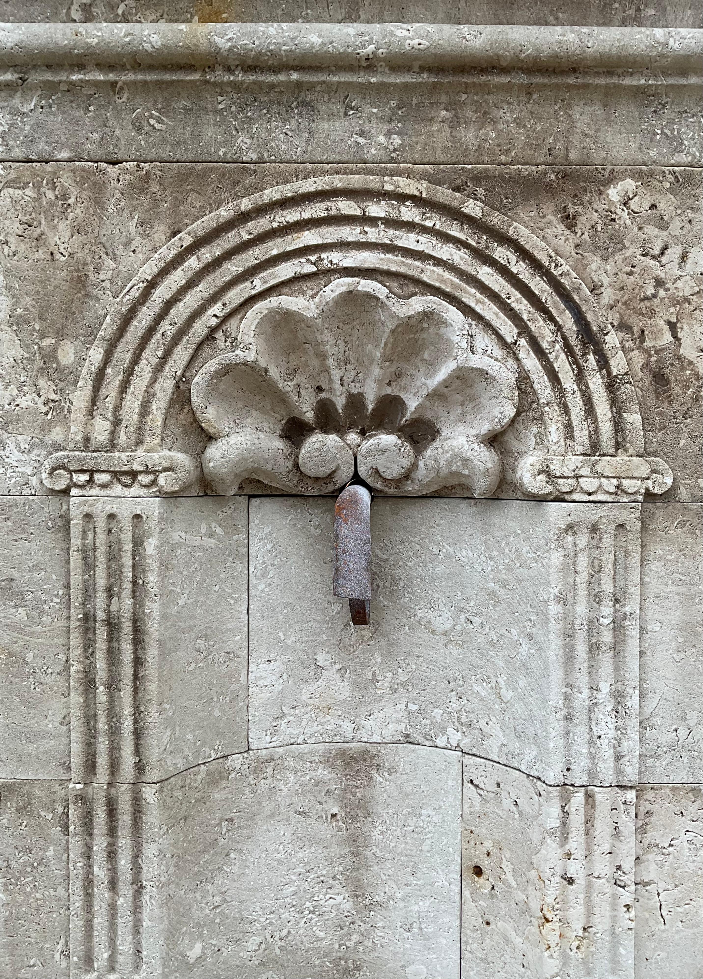 French Limestone Wall Fountain For Sale 2