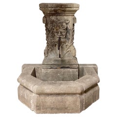 French Limestone Wall Fountain