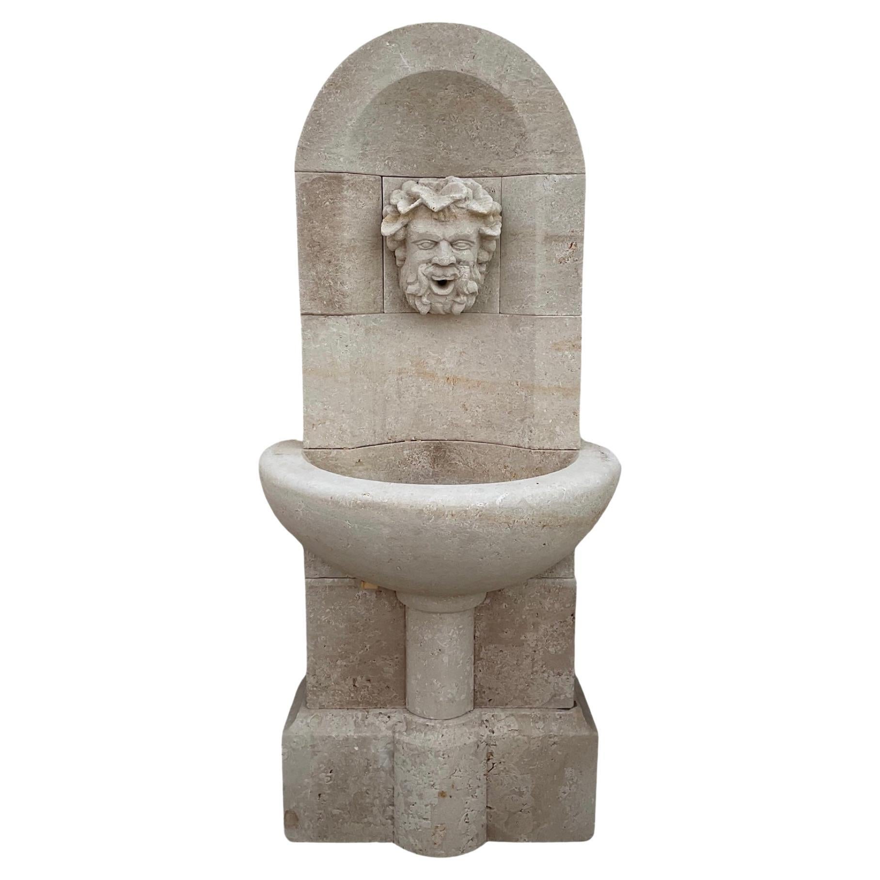 French Limestone Wall Fountain