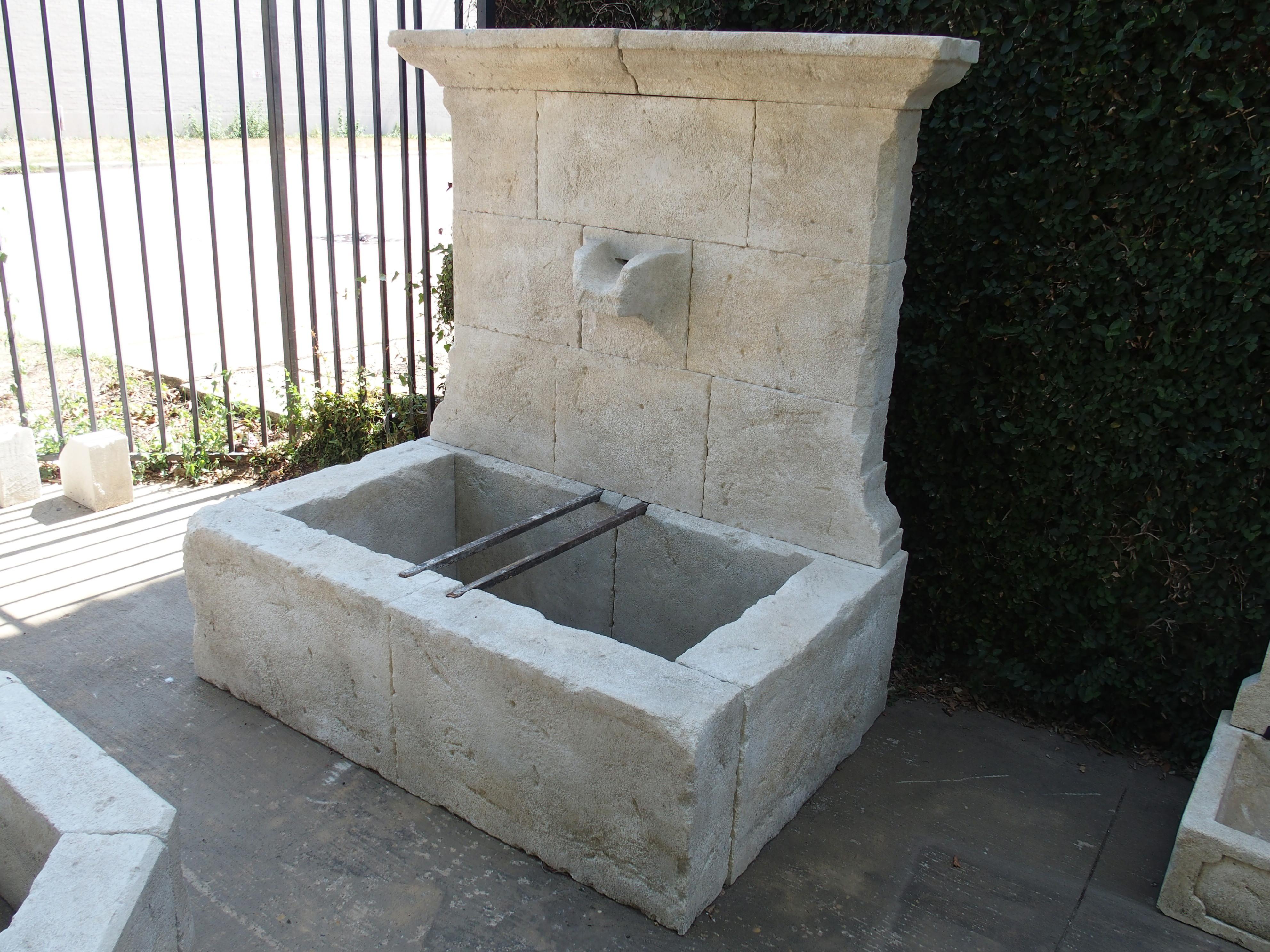 French Limestone Wall Fountain with Carved Stone Spout 6