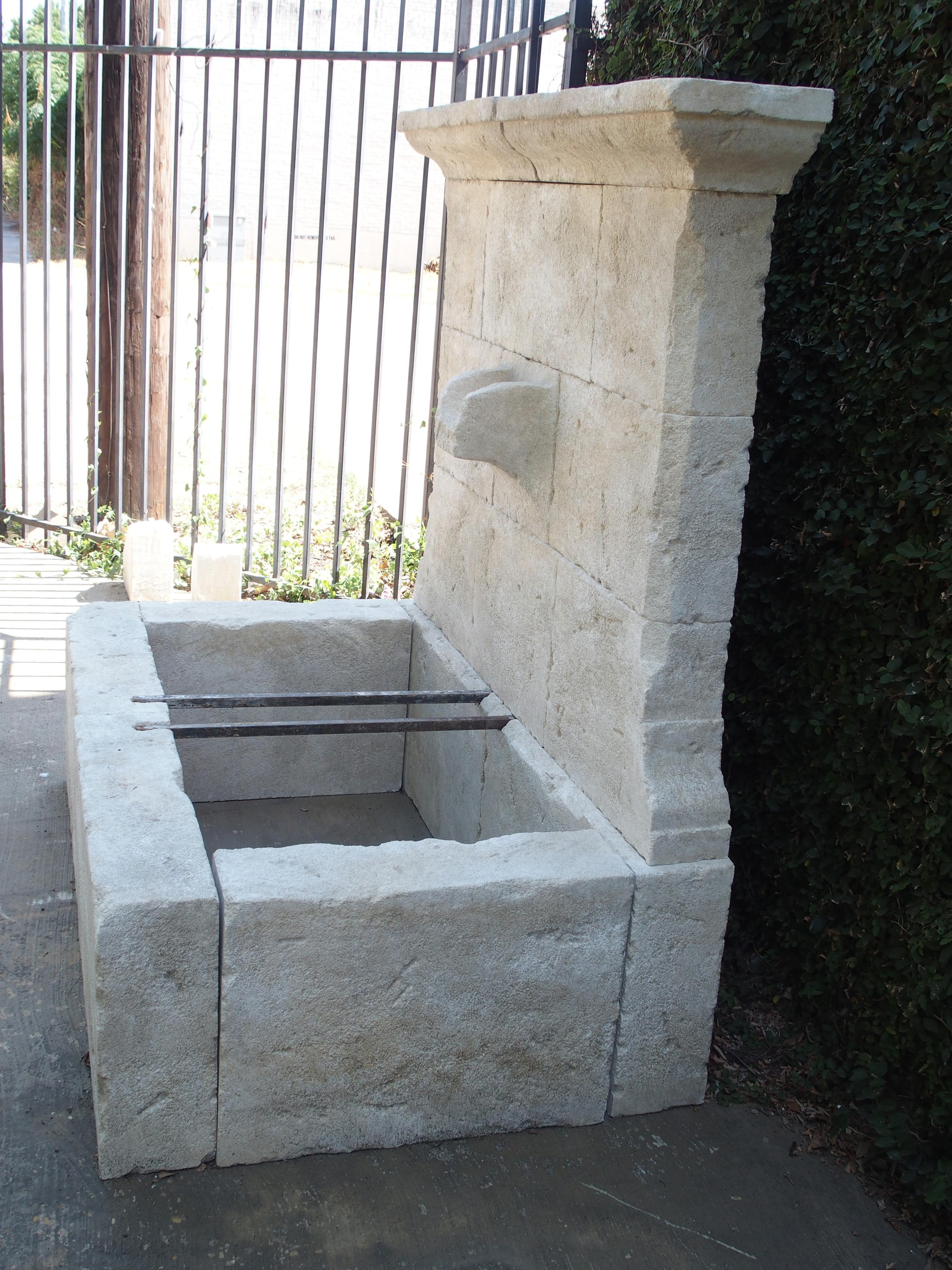 French Limestone Wall Fountain with Carved Stone Spout In Good Condition In Dallas, TX