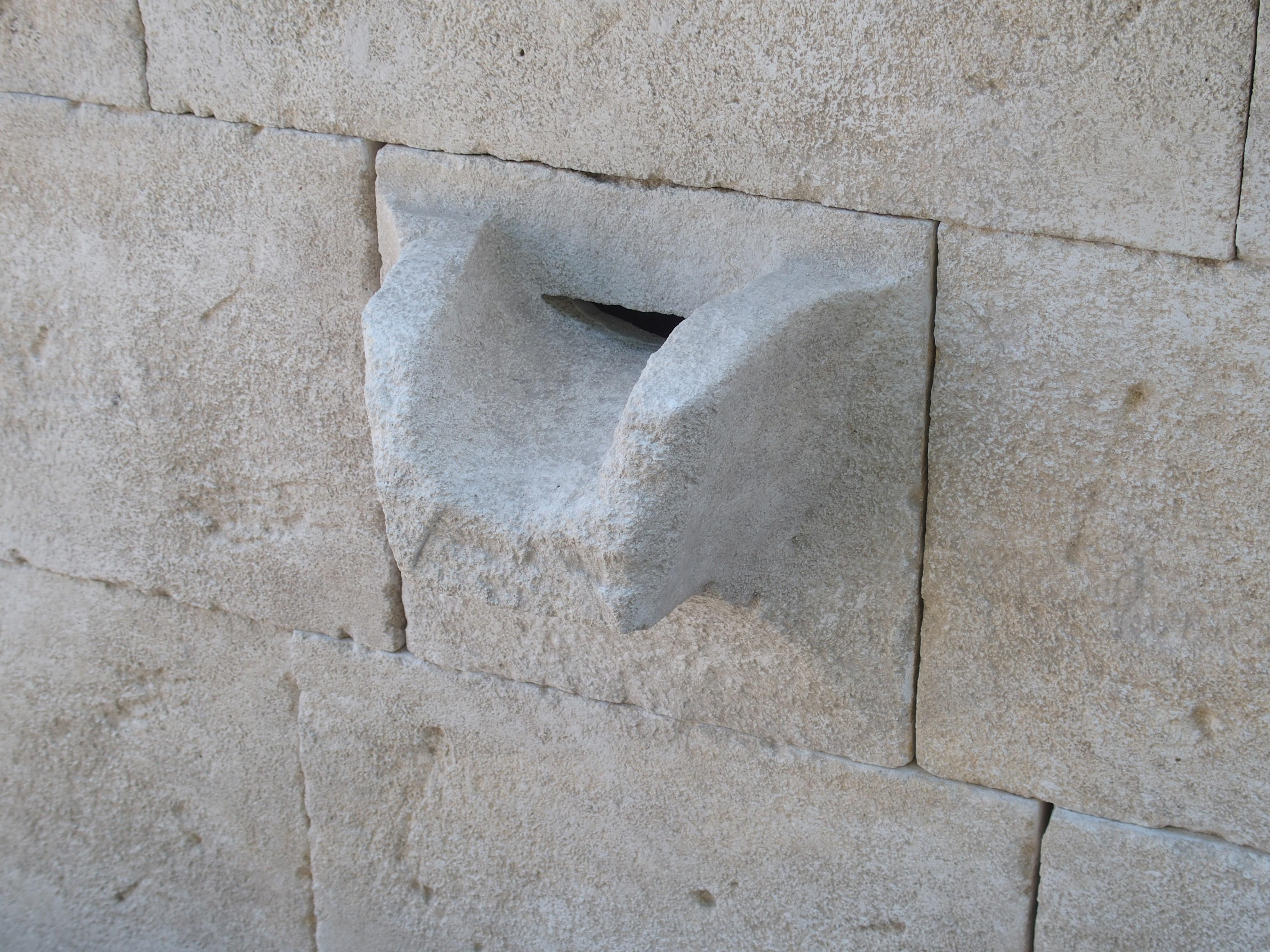 French Limestone Wall Fountain with Carved Stone Spout 1