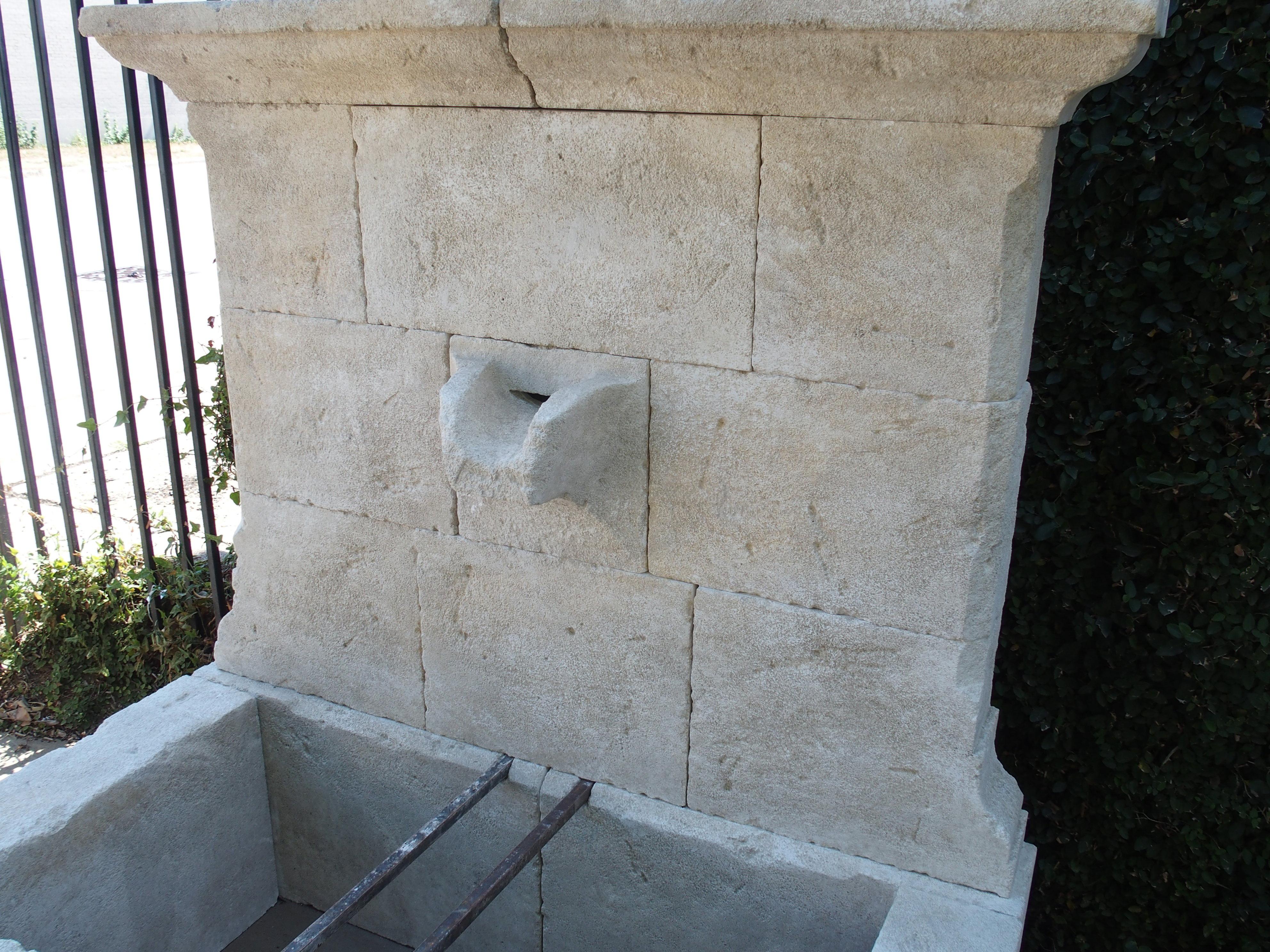 French Limestone Wall Fountain with Carved Stone Spout 2