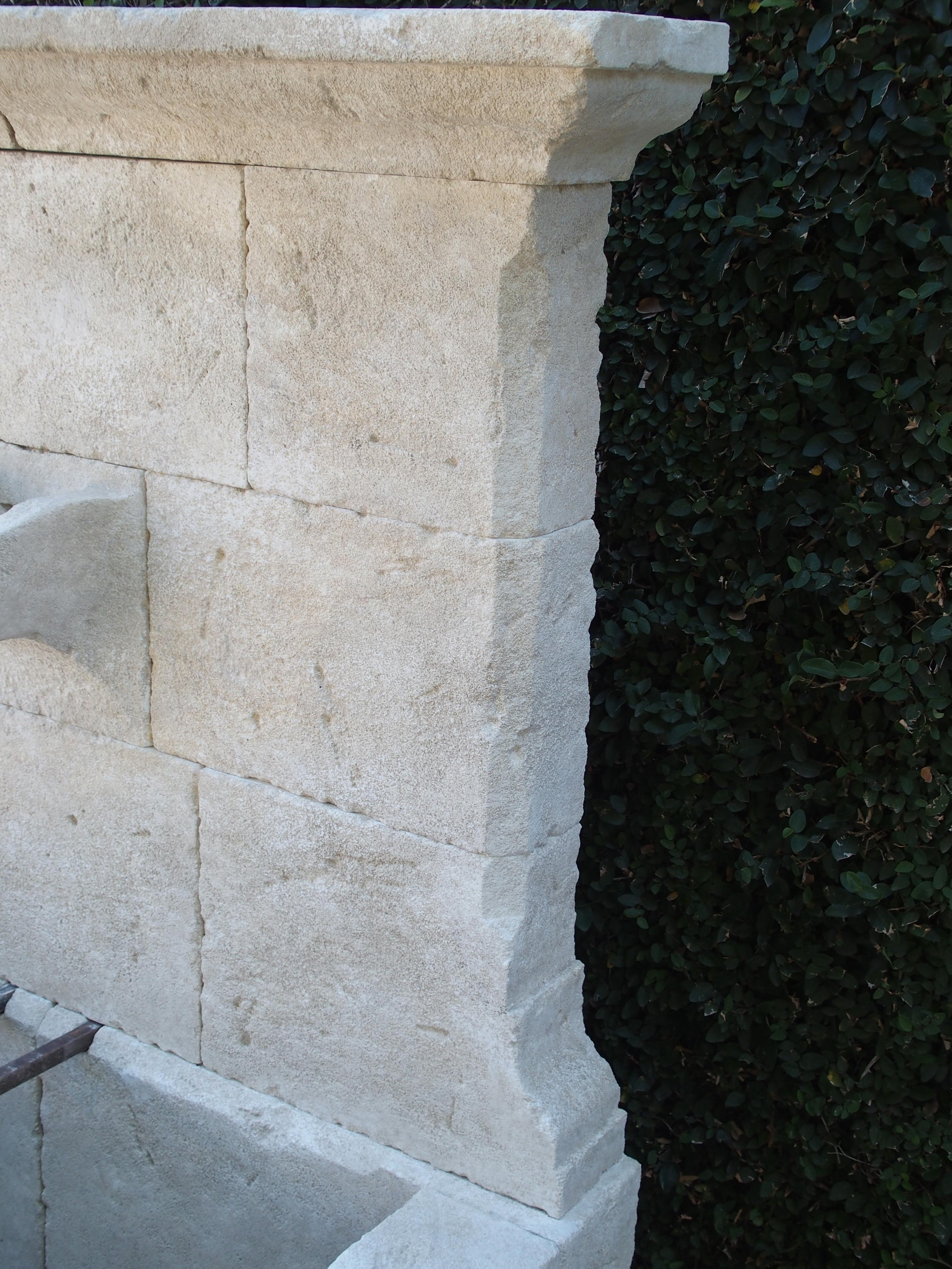 French Limestone Wall Fountain with Carved Stone Spout 3