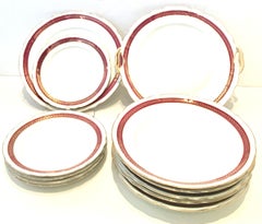 French Limoge 22-Karat Gold Hand-Painted Dinnerware Set/31