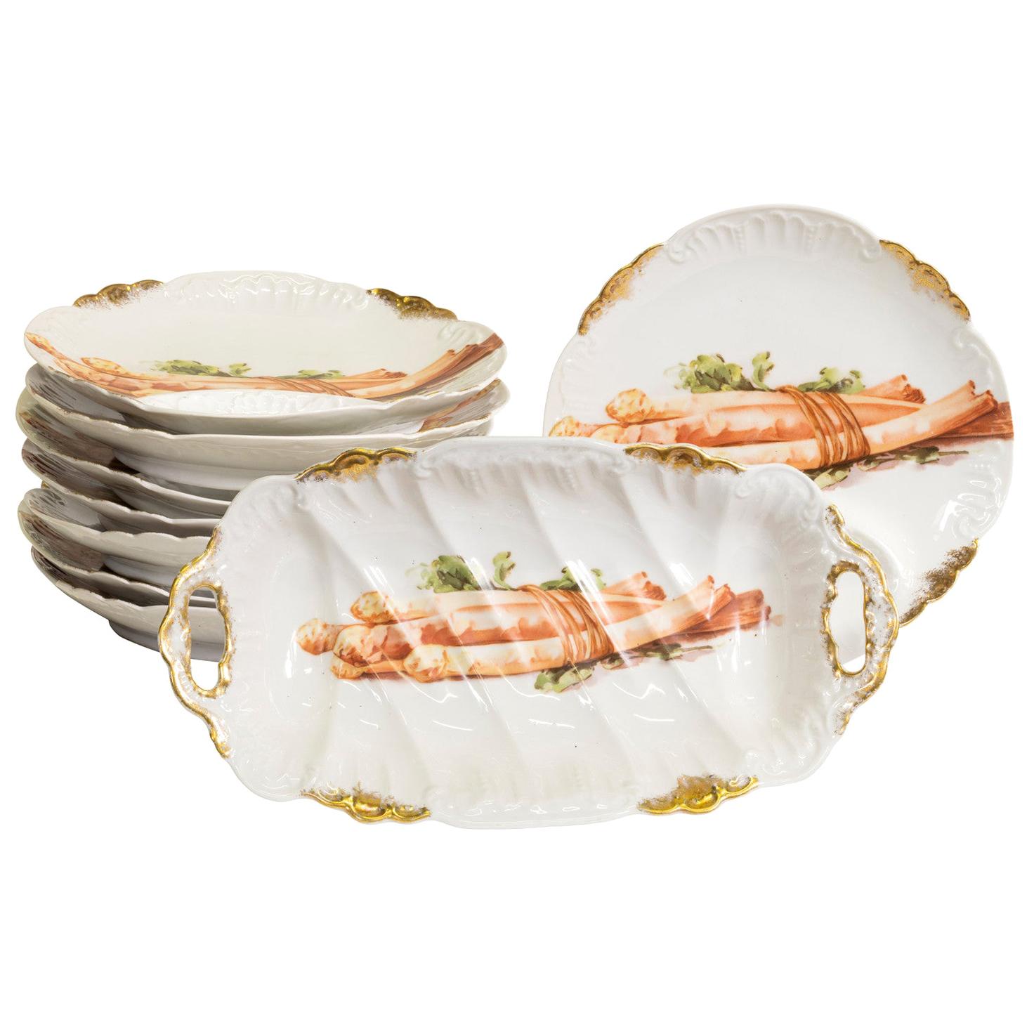 French Limoges Asparagus Service for Eight For Sale
