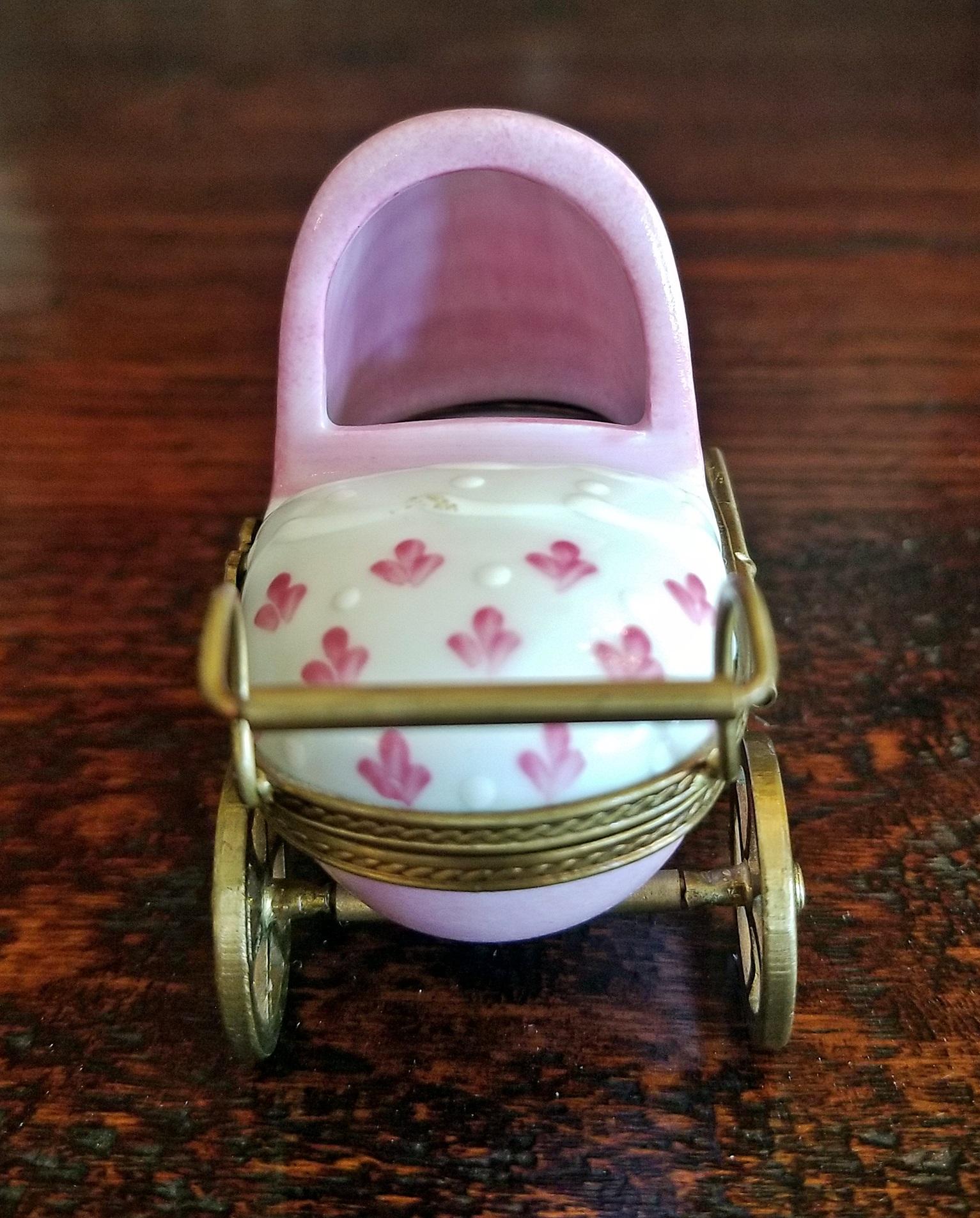 French Limoges Baby Pram with Baby 7