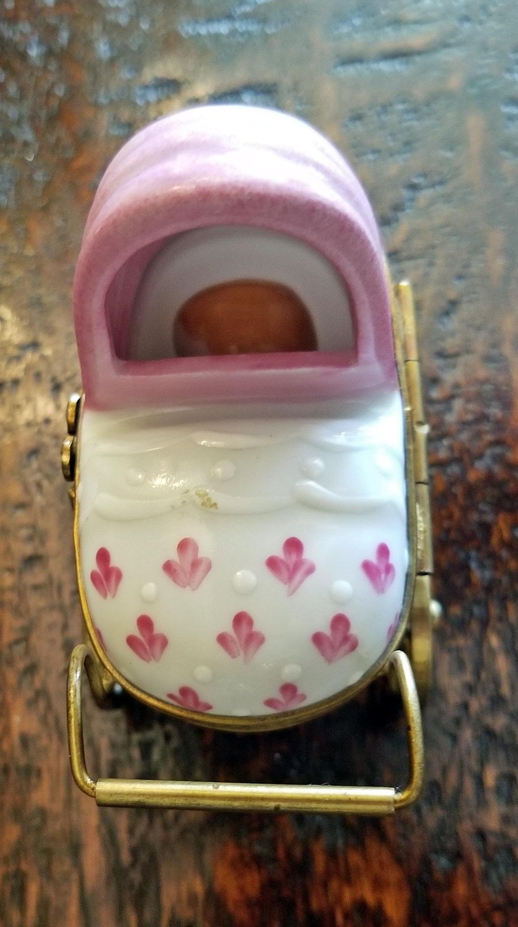 French Limoges Baby Pram with Baby 1