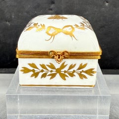 French Limoges Bee Square Porcelain Gilt Trinket Jewelry Box