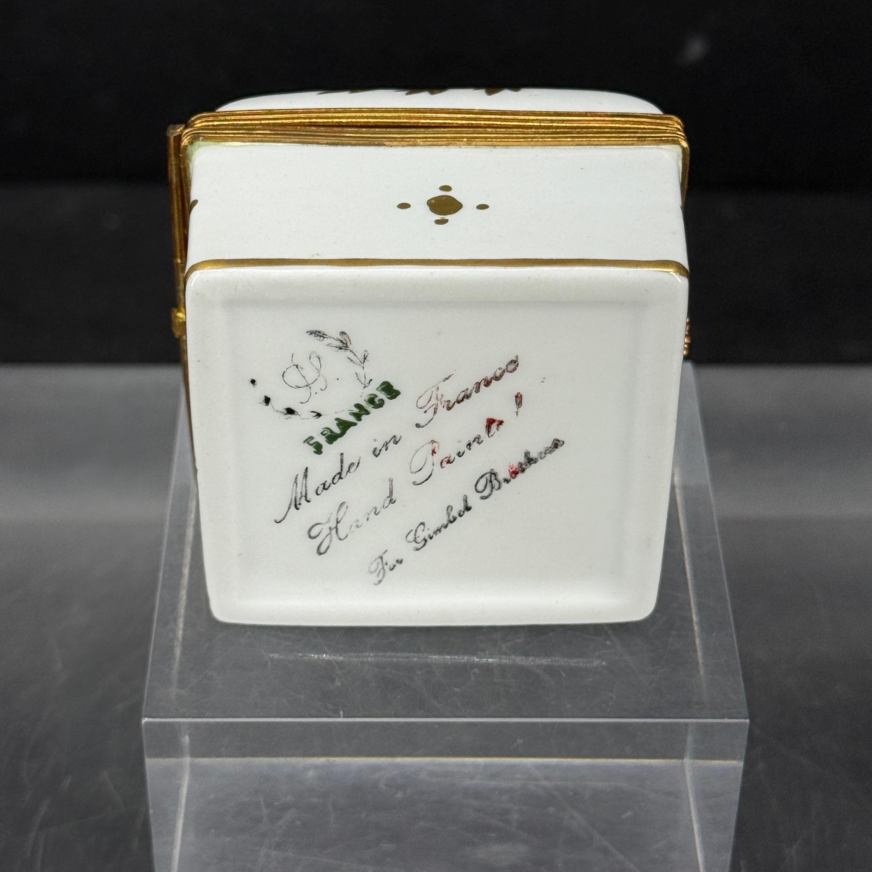 Französisch Limoges Biene Quadrat Porzellan vergoldet Trinket Schmuckkasten im Zustand „Gut“ im Angebot in Haddonfield, NJ