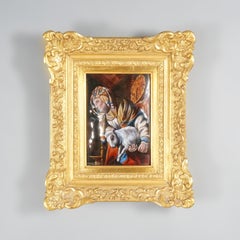 French Limoges Enamel on Copper Painting with Lamb after Rembrandt, 20th C