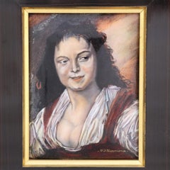 French Limoges Enameled Copper Recreation Of Frans Hals Painting, The Gypsy Girl