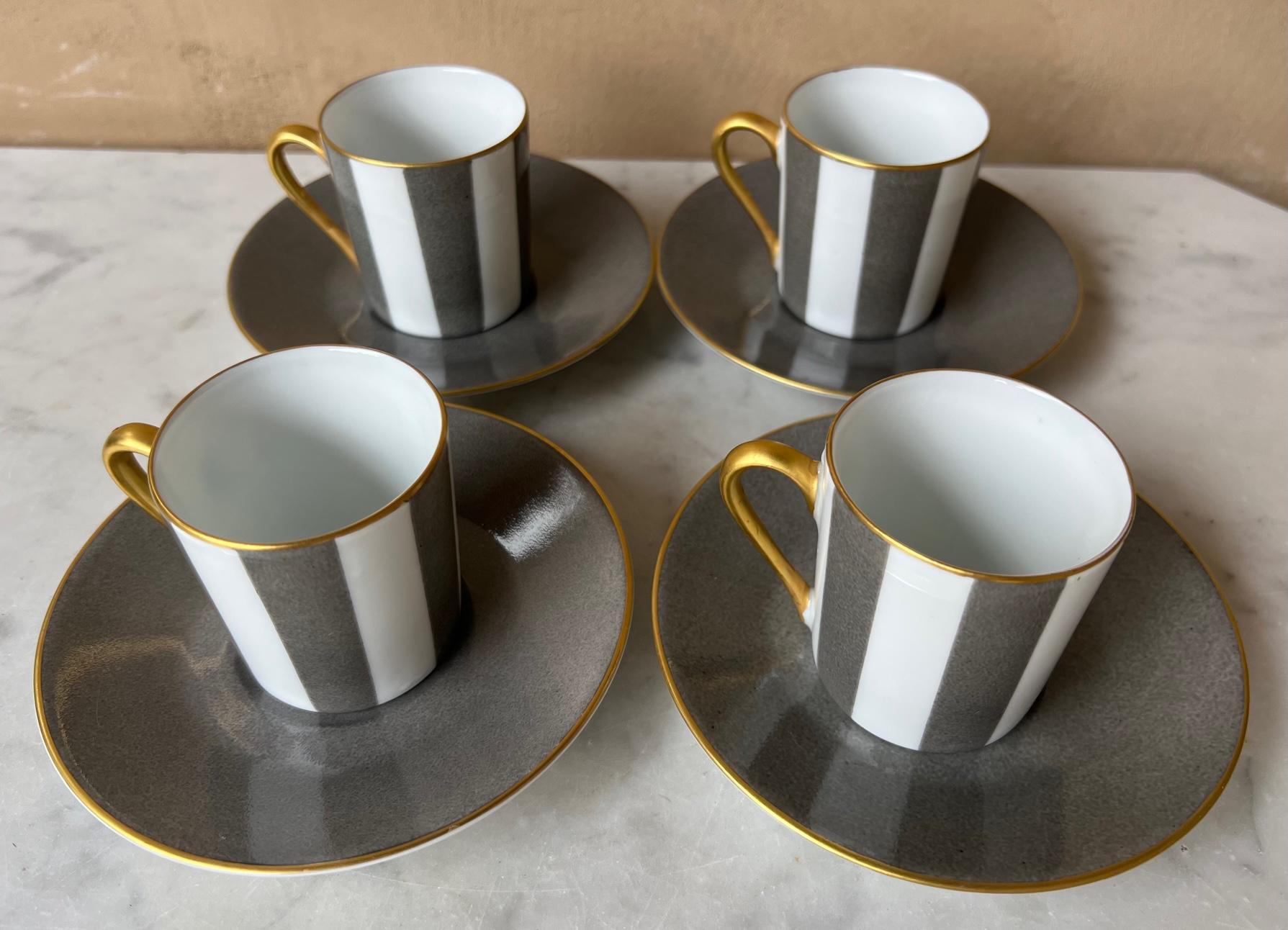 French Limoges Espresso Set of Four by Marie Daage 2