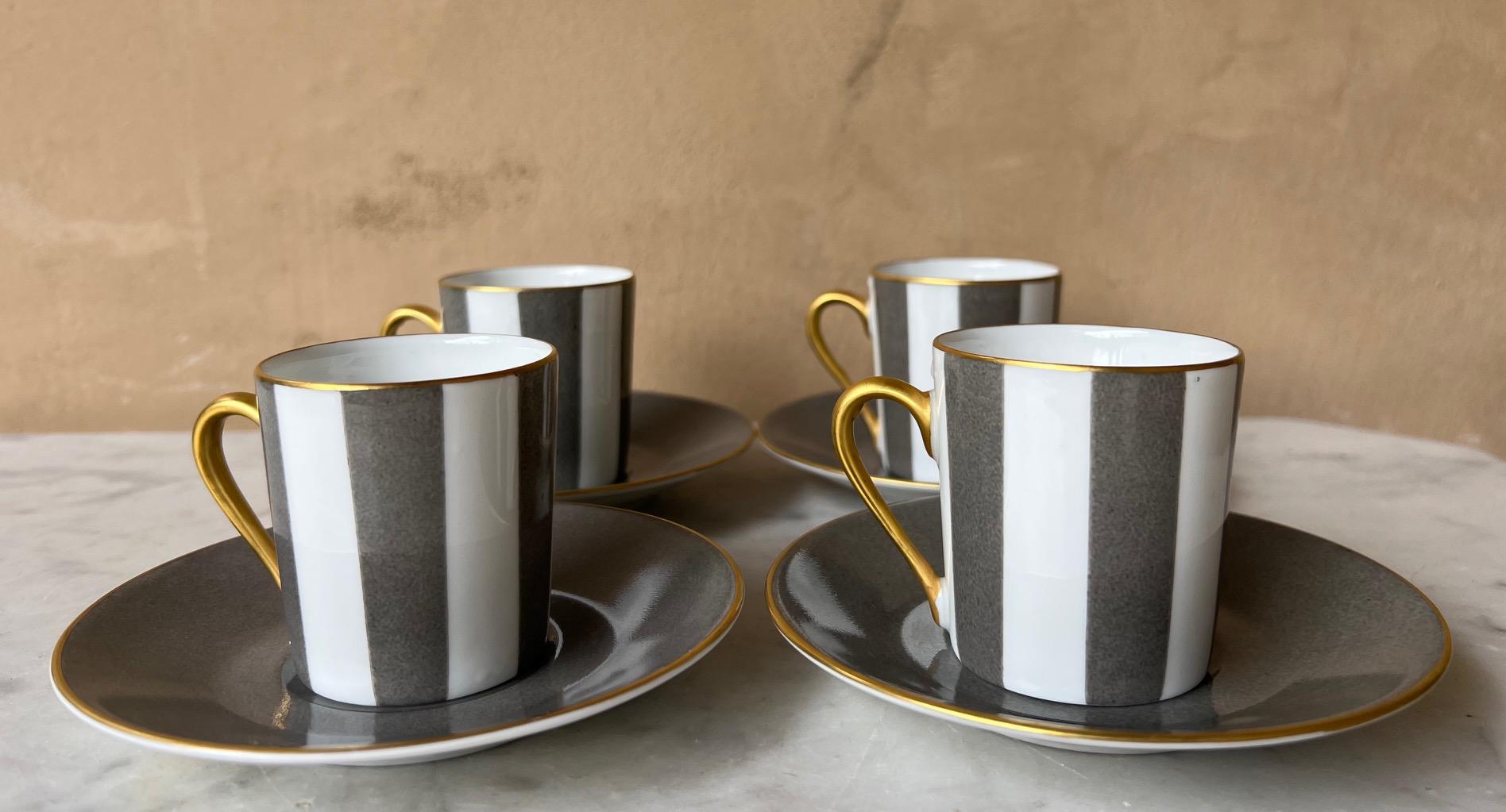 Modern French Limoges Espresso Set of Four by Marie Daage
