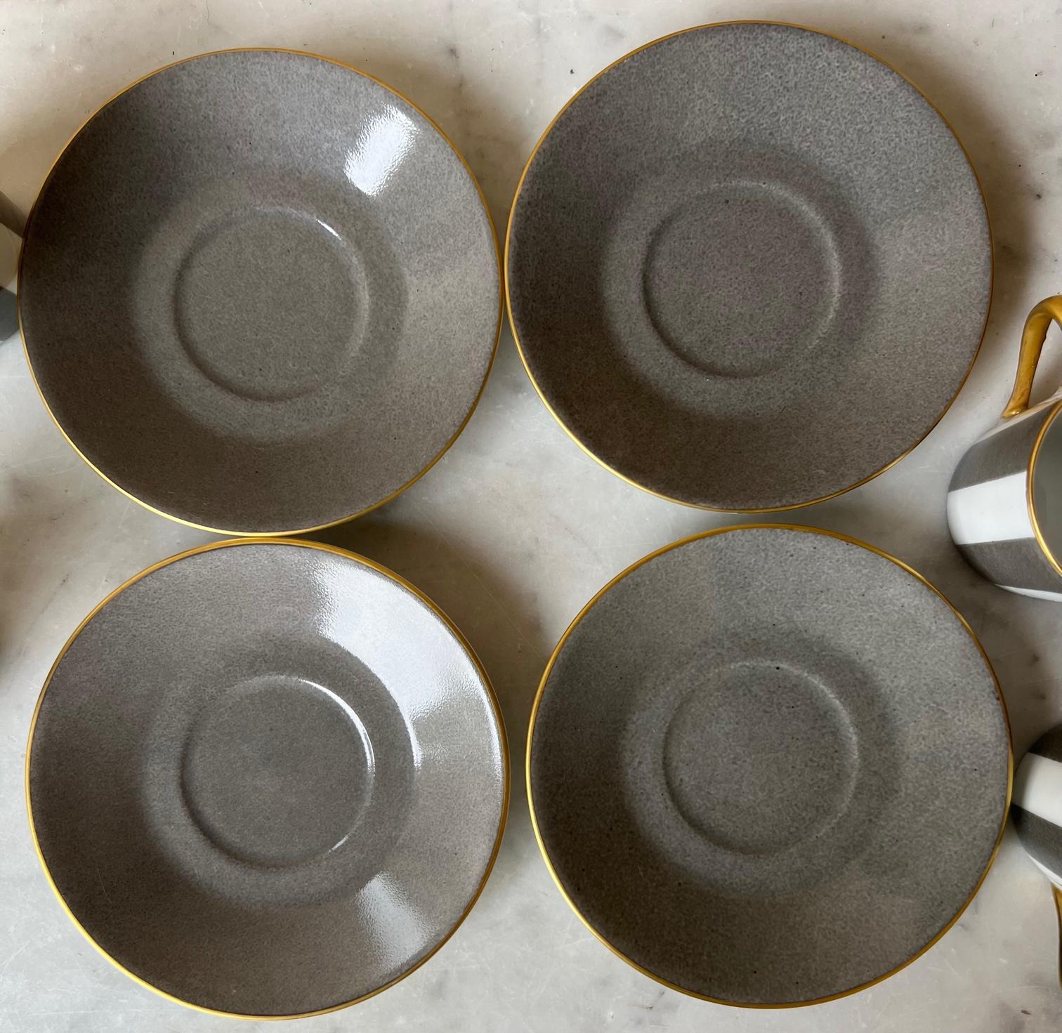 Contemporary French Limoges Espresso Set of Four by Marie Daage