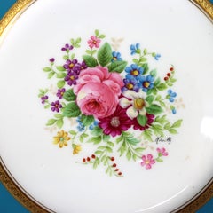 French Limoges Floral Decorated Porcelain Luncheon Plates c1900