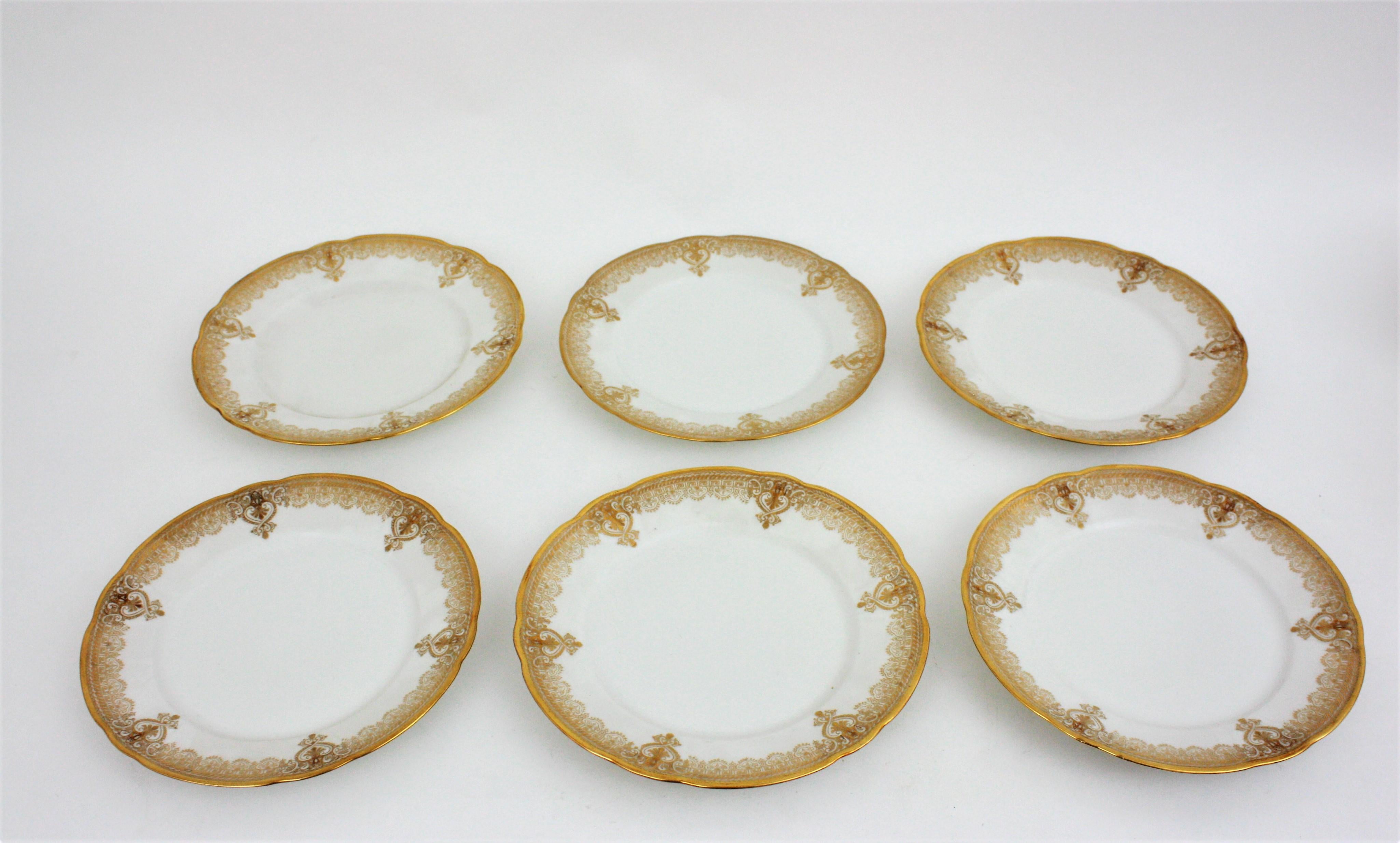 French Limoges Gold Gilt Porcelain Coffee Tea Dessert Service for Six 4