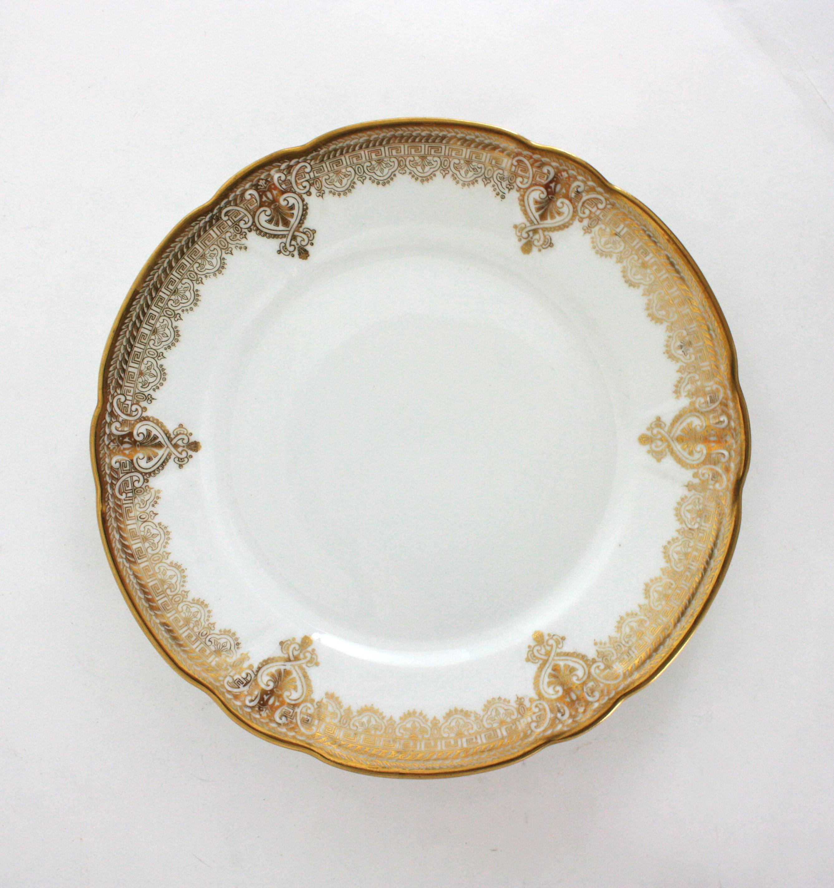 Französisches Limoges Gold vergoldetes Porzellan Kaffee Tee Dessert Service für Sechs im Angebot 5