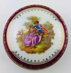 French Limoges Hand Painted Gold Trim Trinket Jewelry Box or Candy Dish