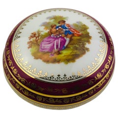 French Limoges Hand Painted Gold Trim Trinket Jewelry Box or Candy Dish