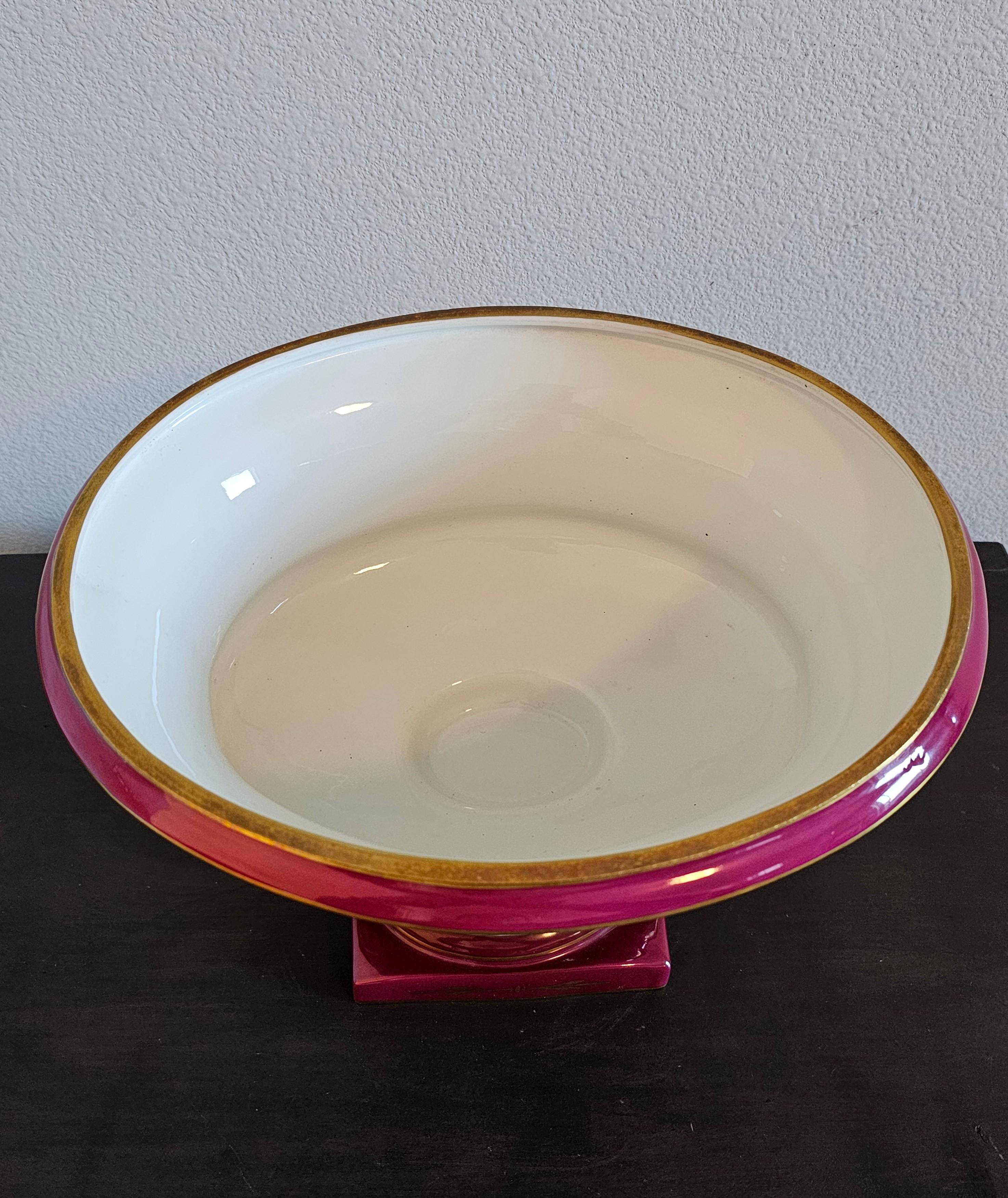 Französisch Limoges Porzellan Burgund vergoldet Swan Handle Tafelaufsatz signiert SC im Angebot 9