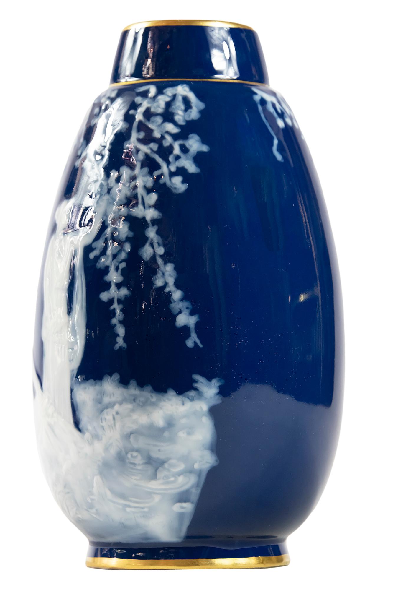 vase porcelaine de limoges bleu