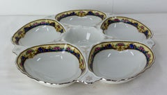 French Limoges Porcelain Condiment Dish Vegetal Patterns Art Nouveau, c. 1920