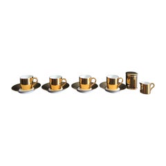 French Limoges Porcelain de Paris Apilco Platin Golden Mocha or Espresso Set