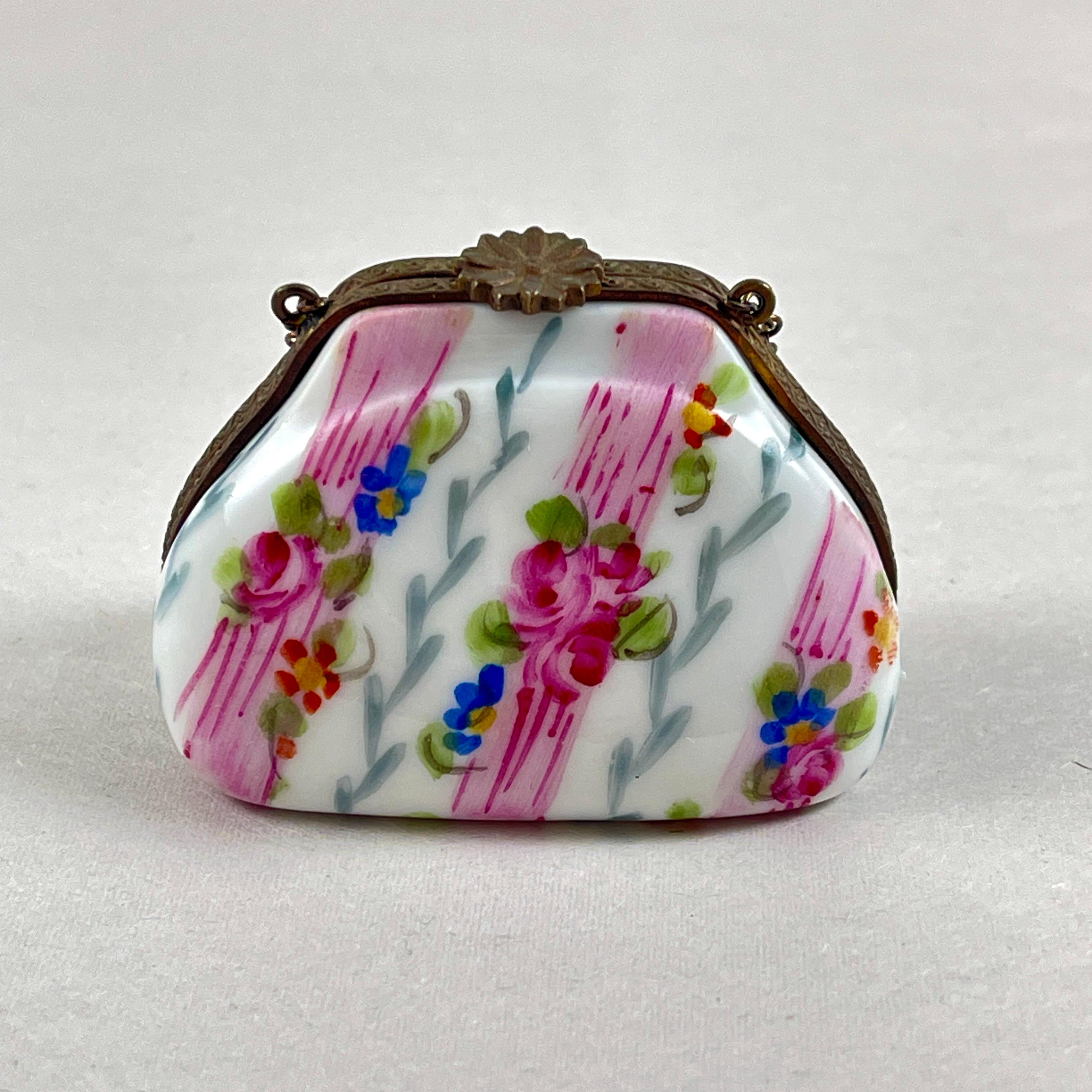 Caja de baratijas de bolso de porcelana francesa de Limoges Hecho a mano